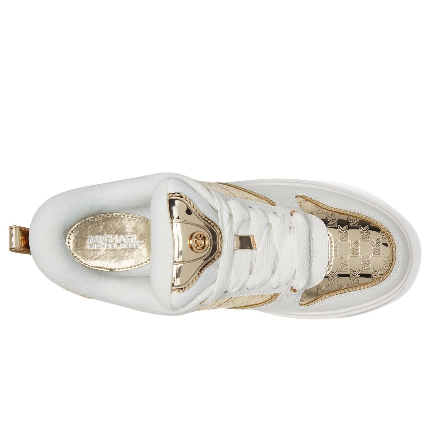 Michael Kors Rumi Logo Leather Sneakers Lace-Up Pale Gold 9 M