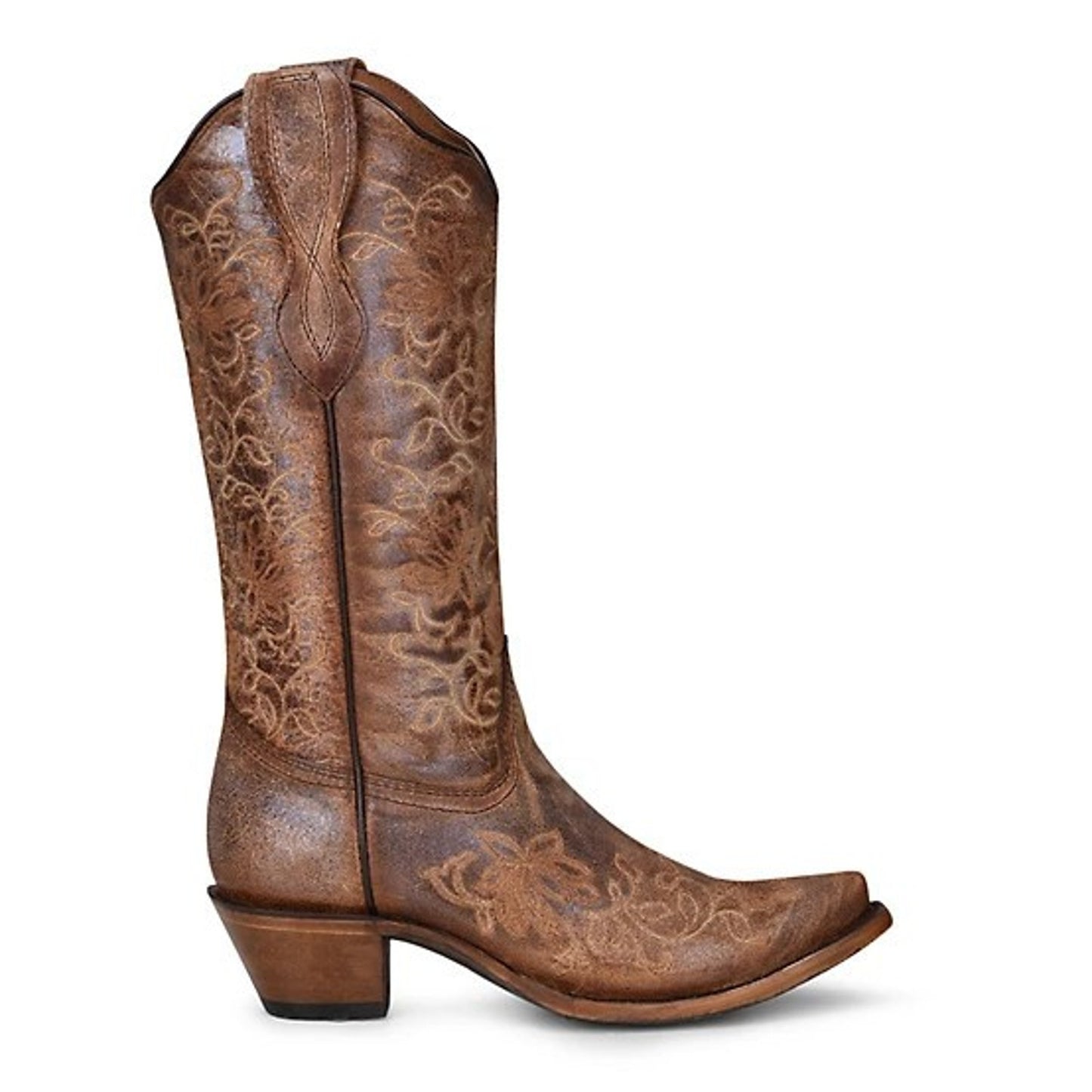 Circle G Women's Embroidered Snip Toe Cowhide Western Boots, Brown Size 11