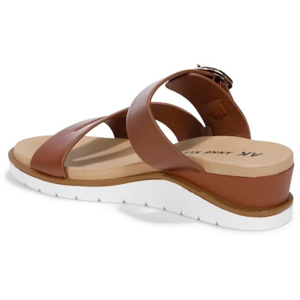 Anne Klein Lalasa Womens Wedge Sandal White Buckle Strap Size 8 M