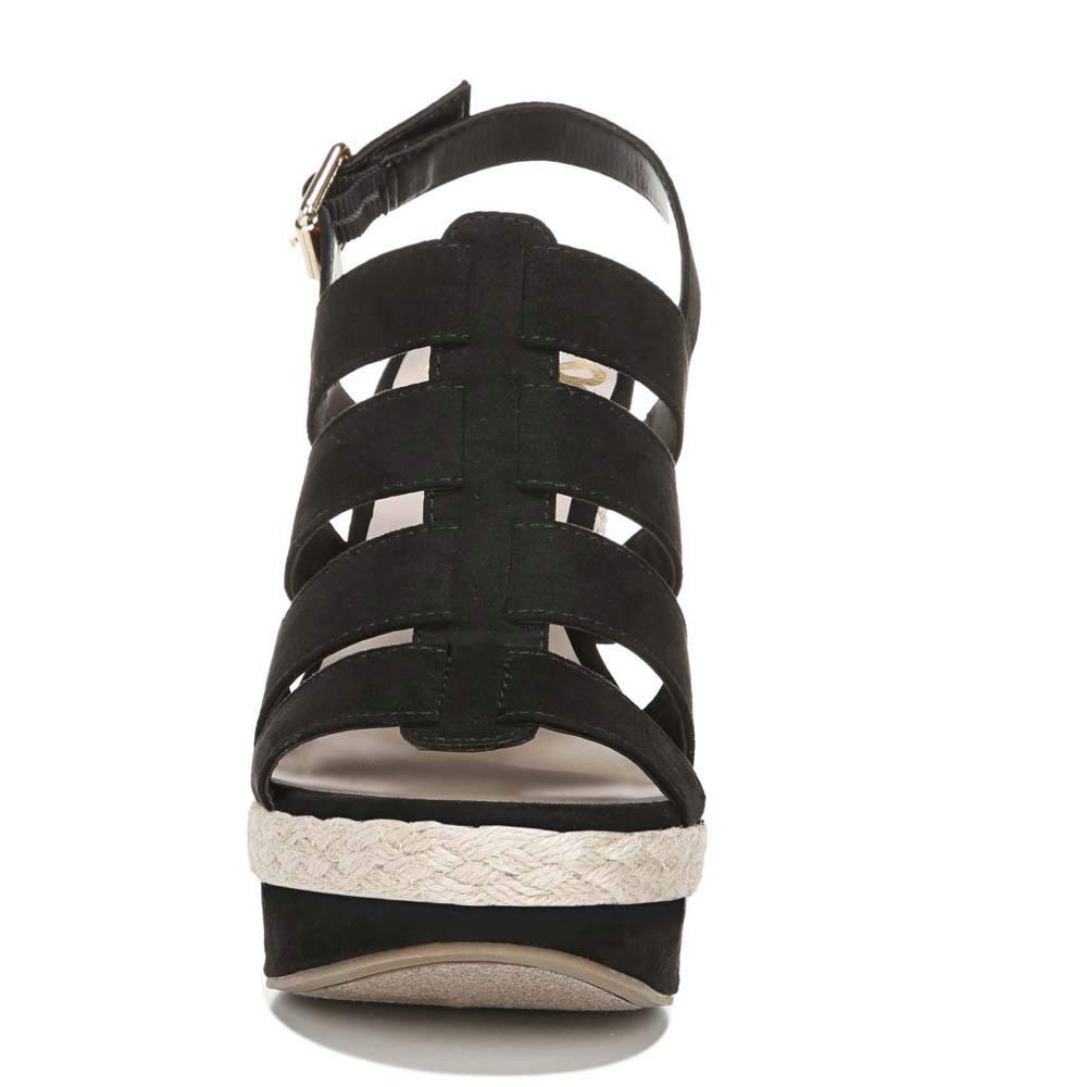 Fergalicious Violet Women’s Black Wedge Sandals Suede Size 8 M