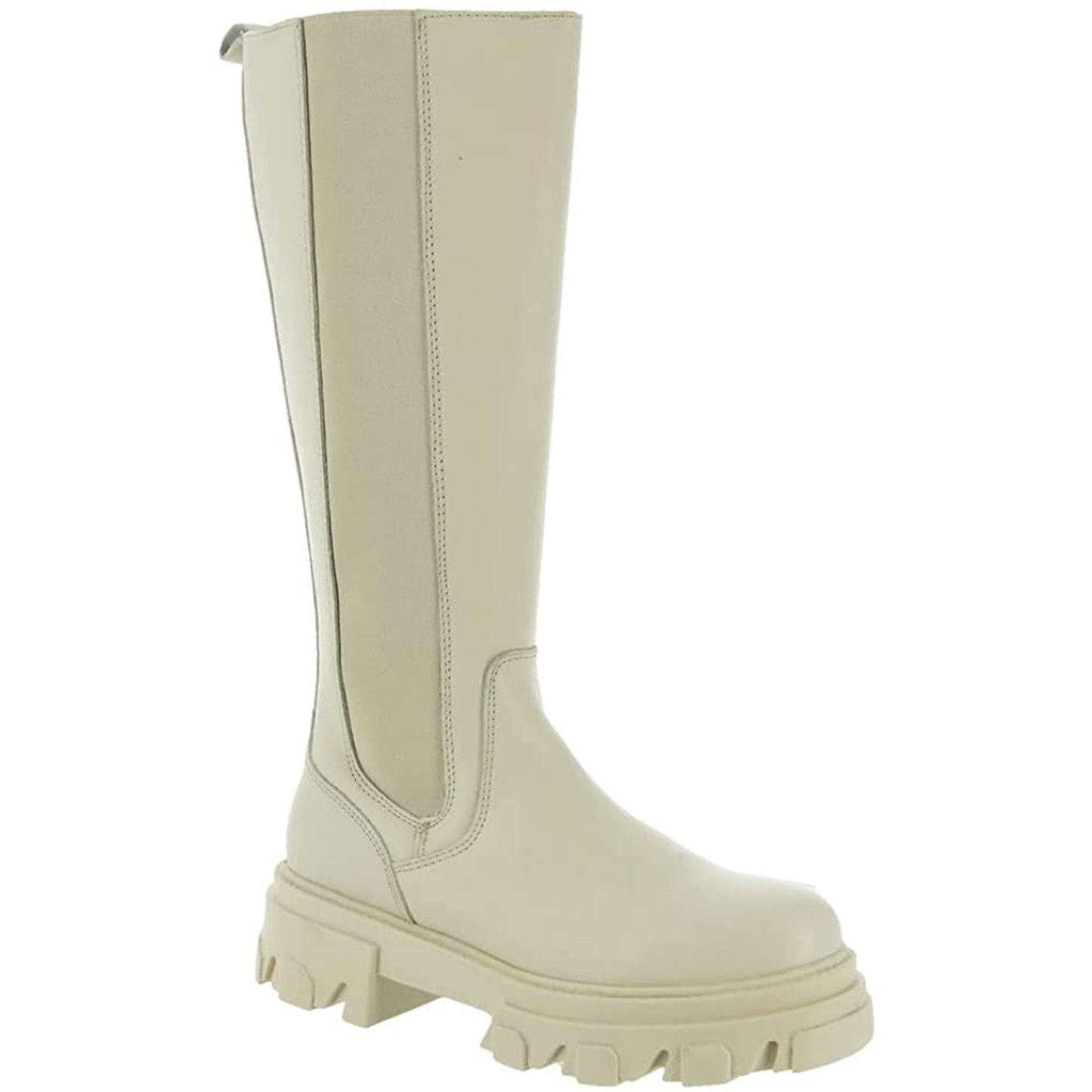 Steve Madden Esma knee high boots Cream leather PLATFORM Size 7 M