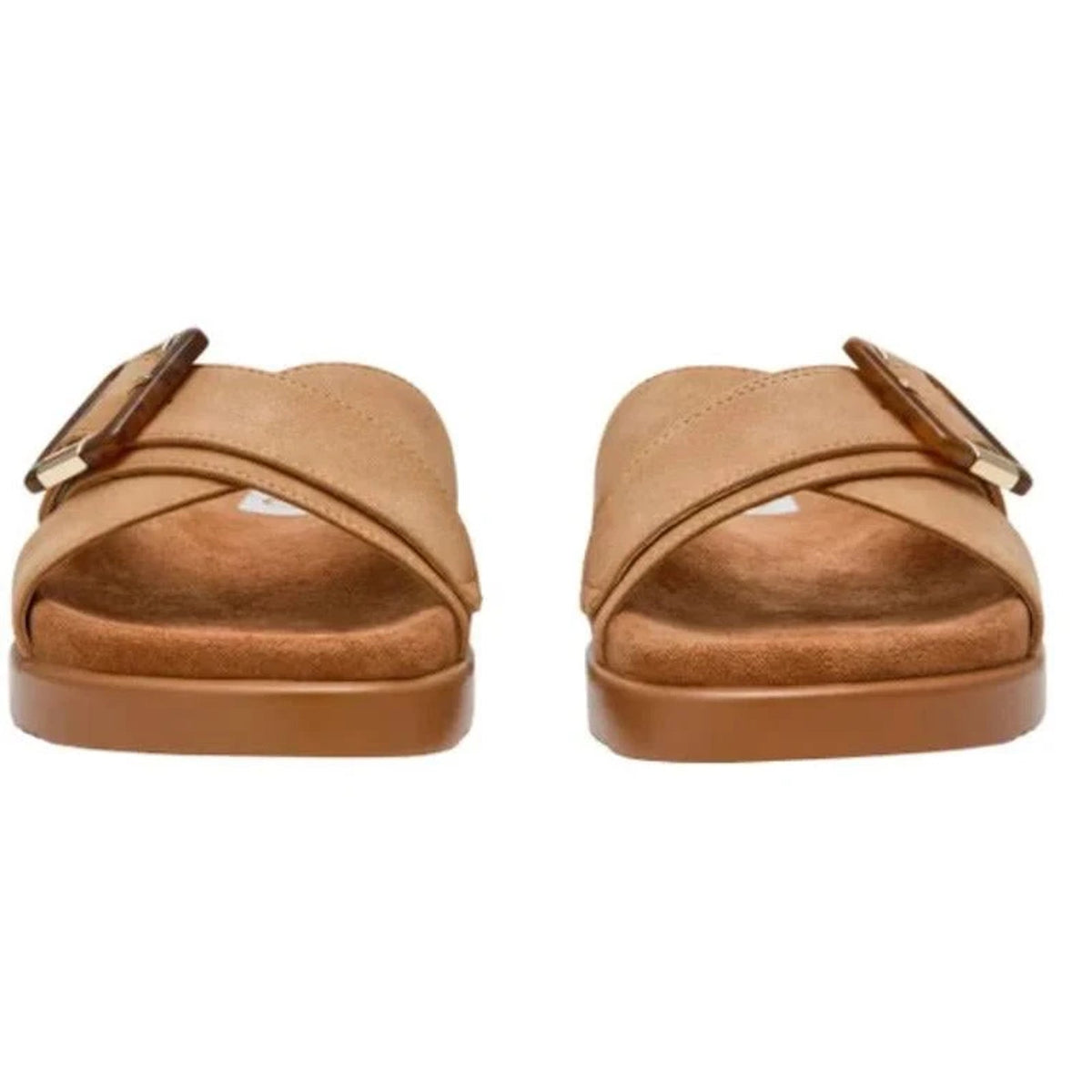 DV Dolce Vita Usha Womens Tan Buckle Slide Sandals Size 8