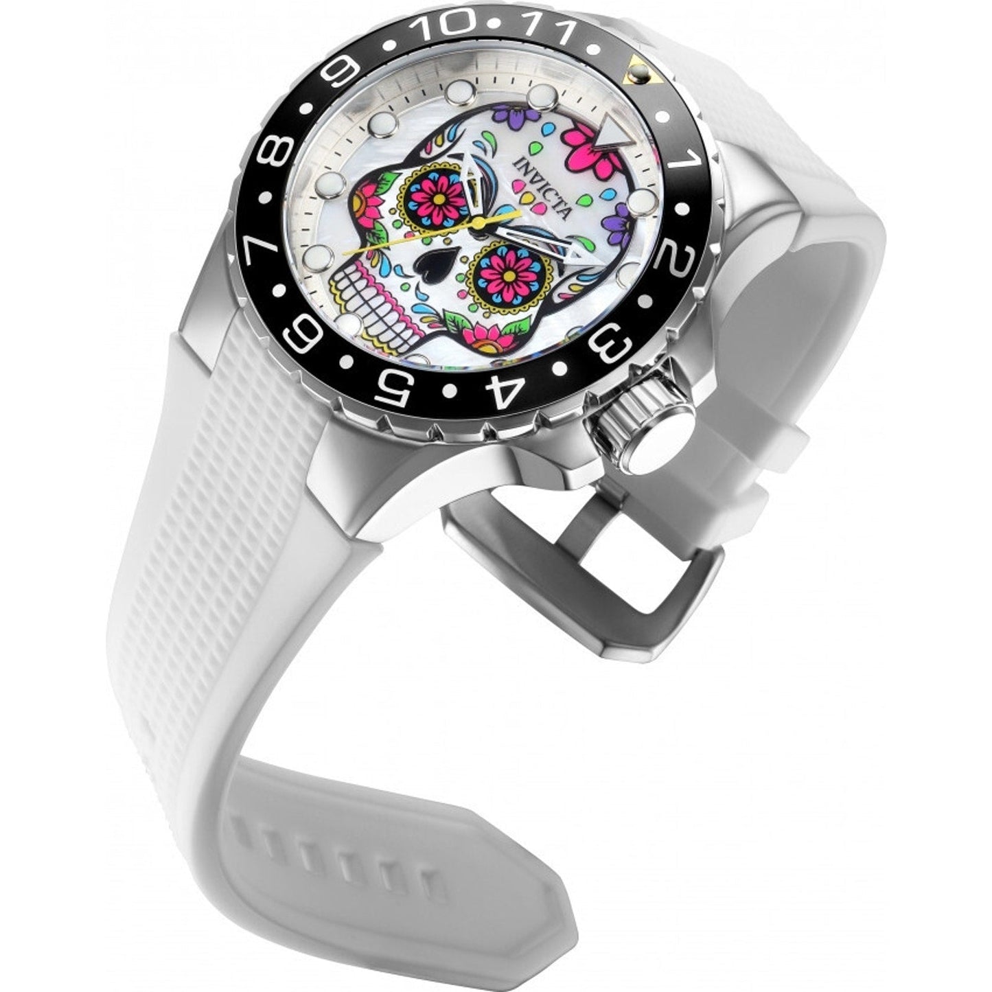 Invicta Men's 50mm AVIATOR Dia De Los Muertos Quartz MOP Skull Dial Watch 36853 Invicta