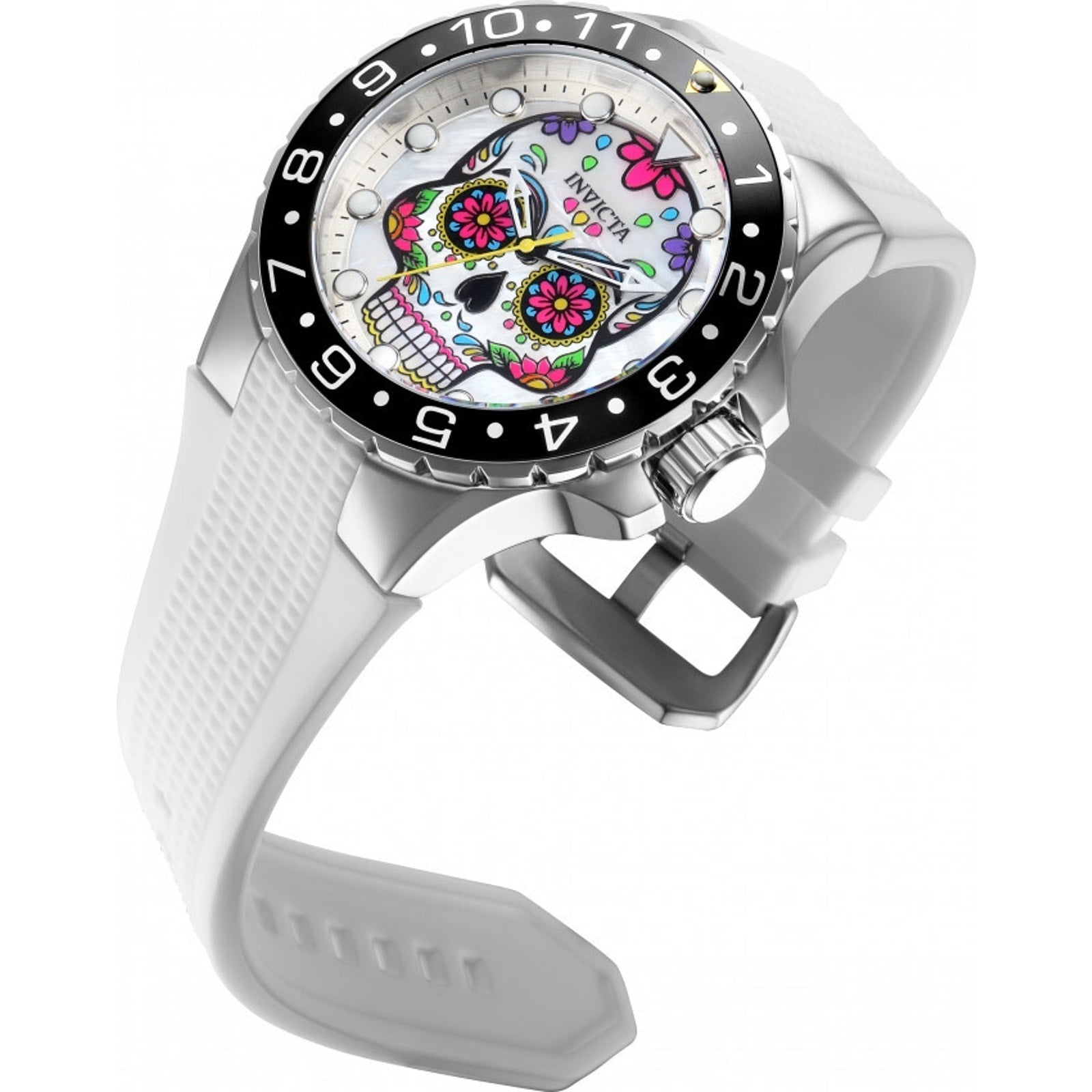 Invicta Men's 50mm AVIATOR Dia De Los Muertos Quartz MOP Skull Dial Watch 36853 Invicta