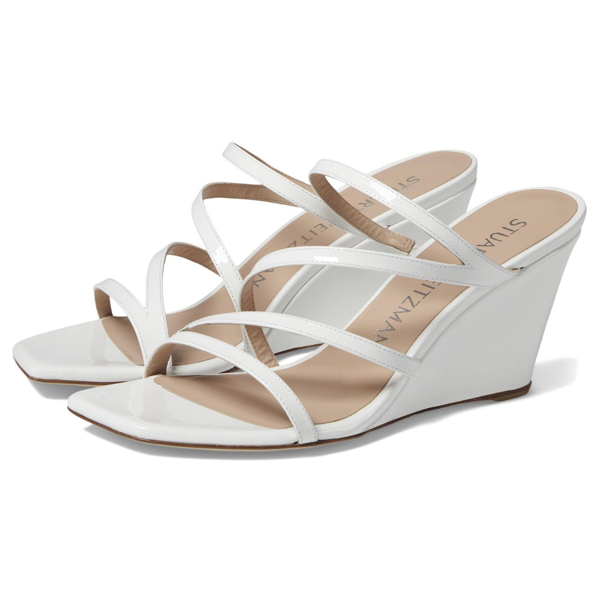 Stuart Weitzman Strapeze 85 White Wedge Sandals 10 B New with Box