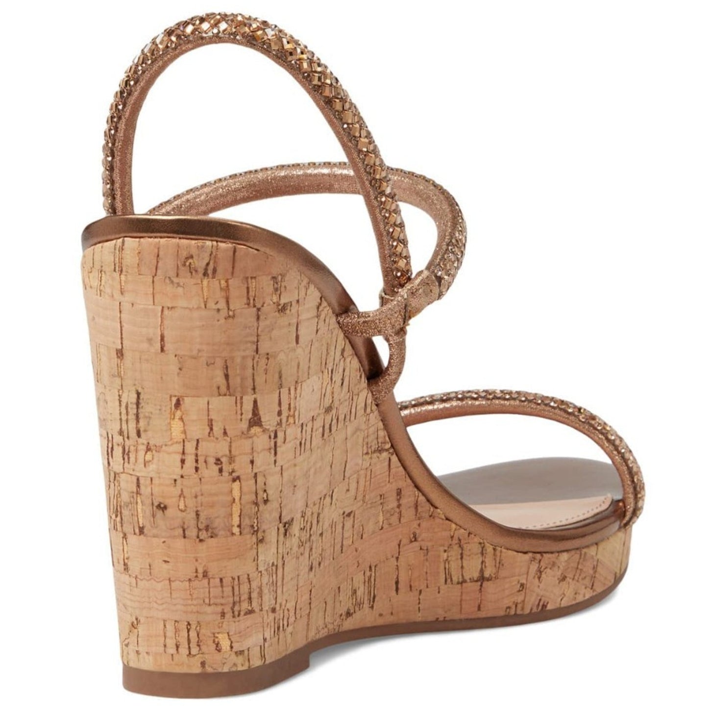 STEVE MADDEN Udell Morgan Rhinestone Wedge Sandals in Bronze 9.5 M