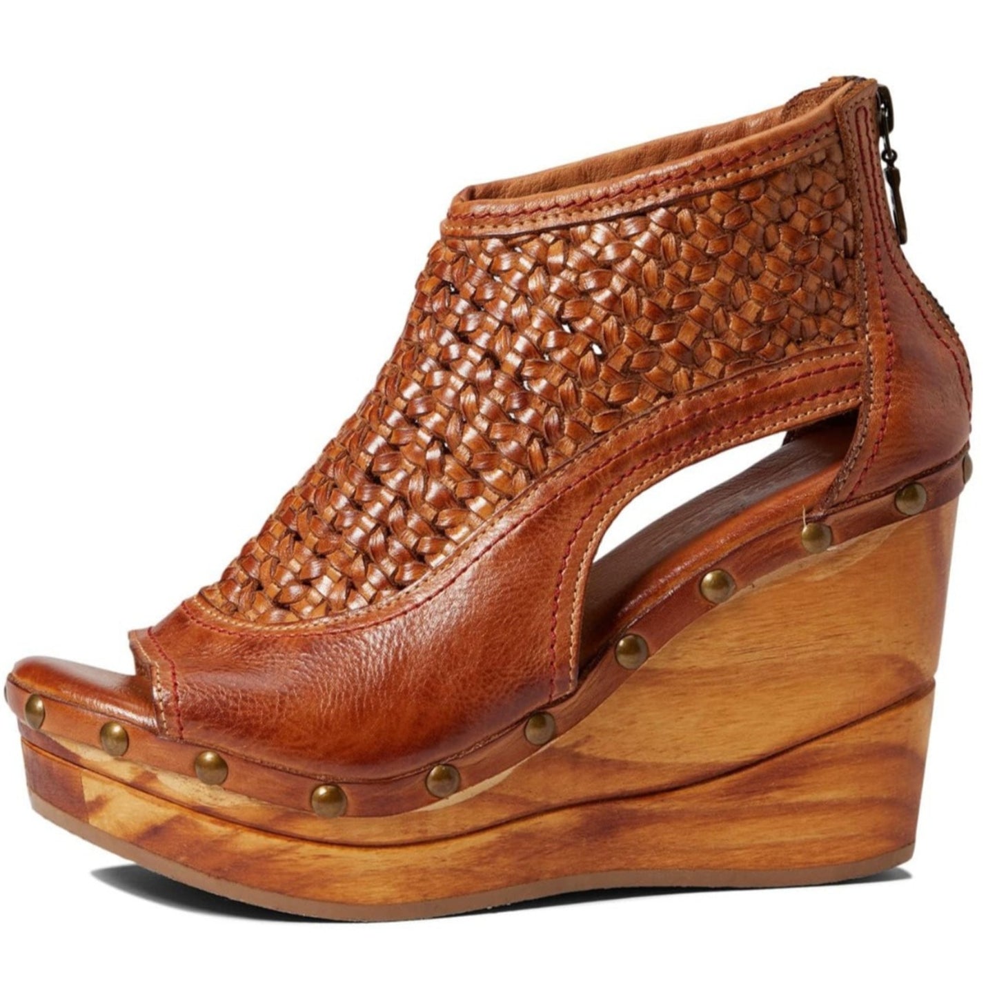 Bed Stu Odetta Women Brown Leather Braided Platform Block Heel Sandals Size 10 M
