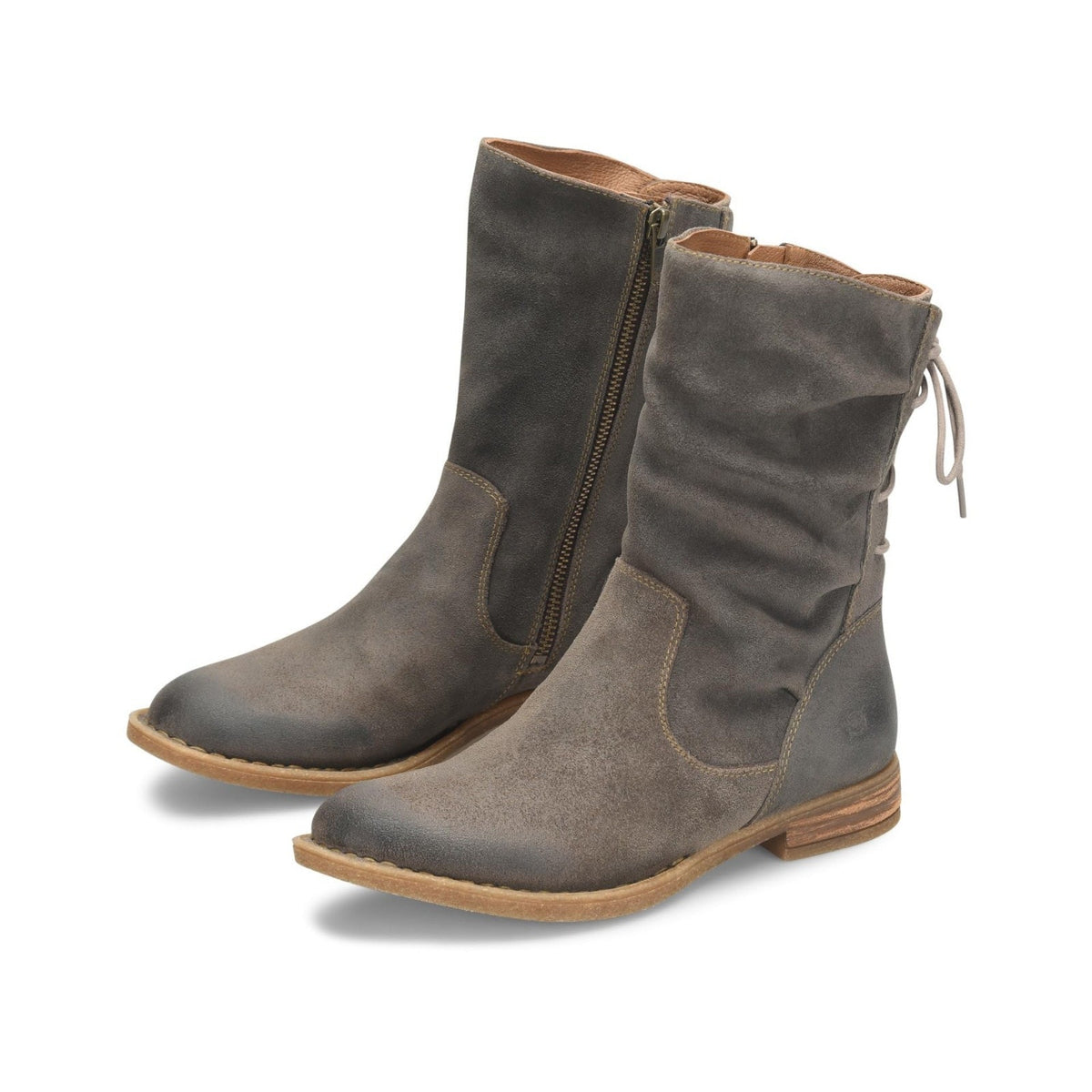 Born Shasta Corset women's boots Dark Grey Leather Suede Size 7.5 M