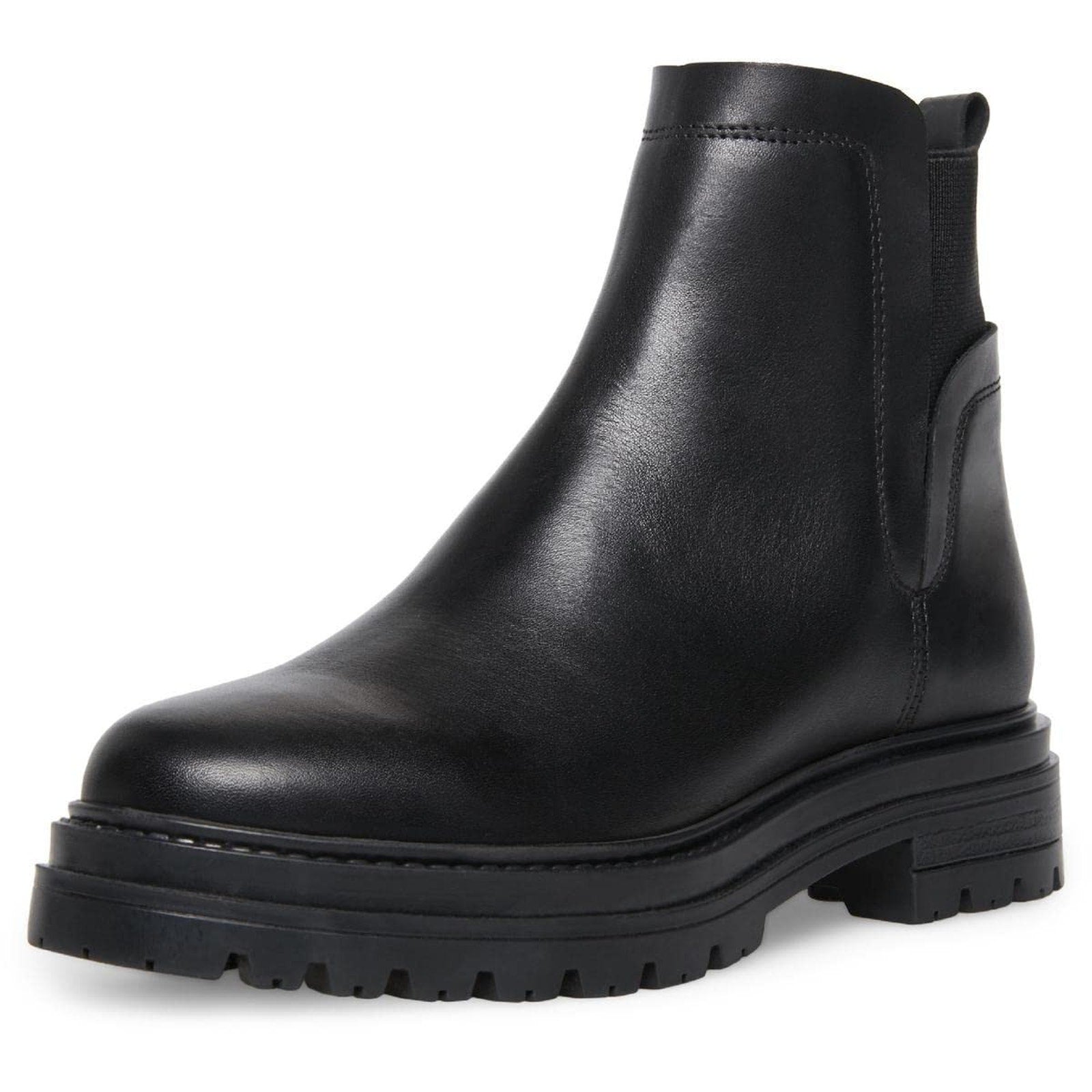 Steve Madden Moira Chelsea Boots Black Leather Lug Sole Women’s Size 7.5 Steve Madden