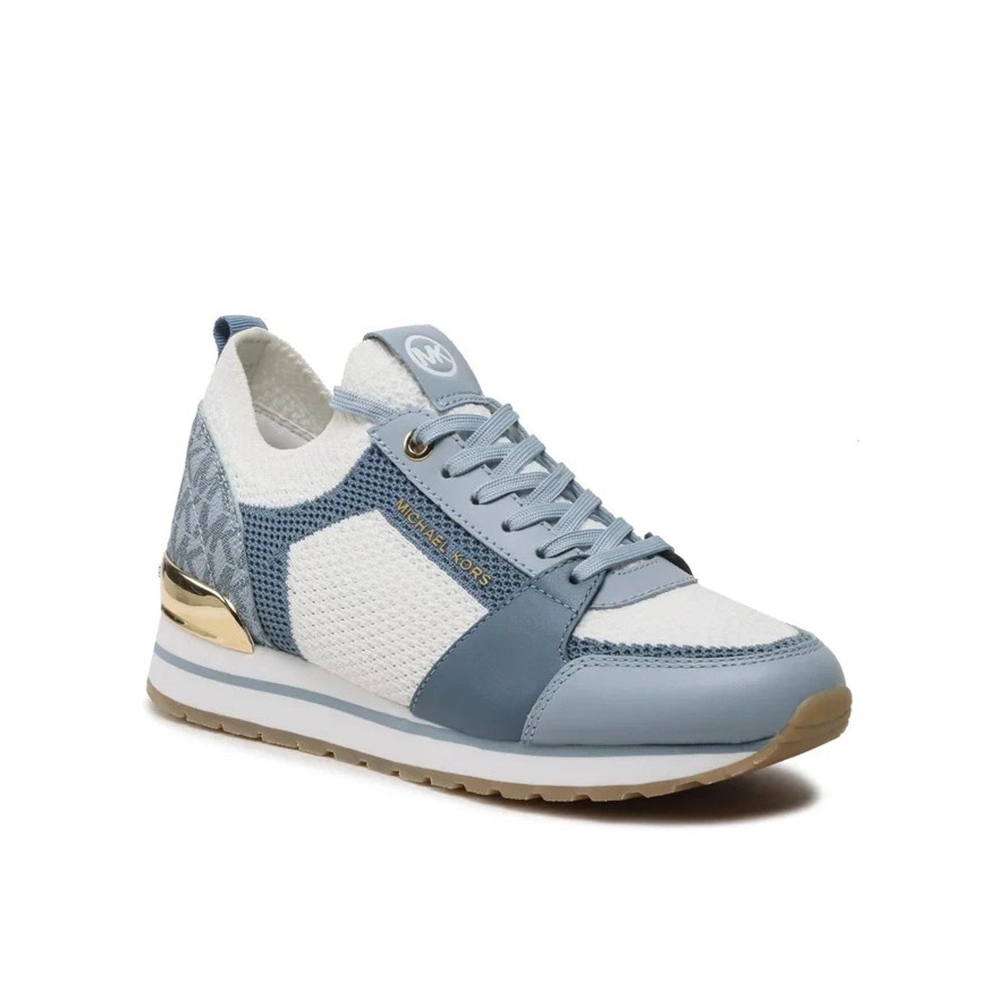 Billie Knit Trainer Pale Blue Multi Women's Lace up casual Shoes Sz 7.5 M Michael Kors