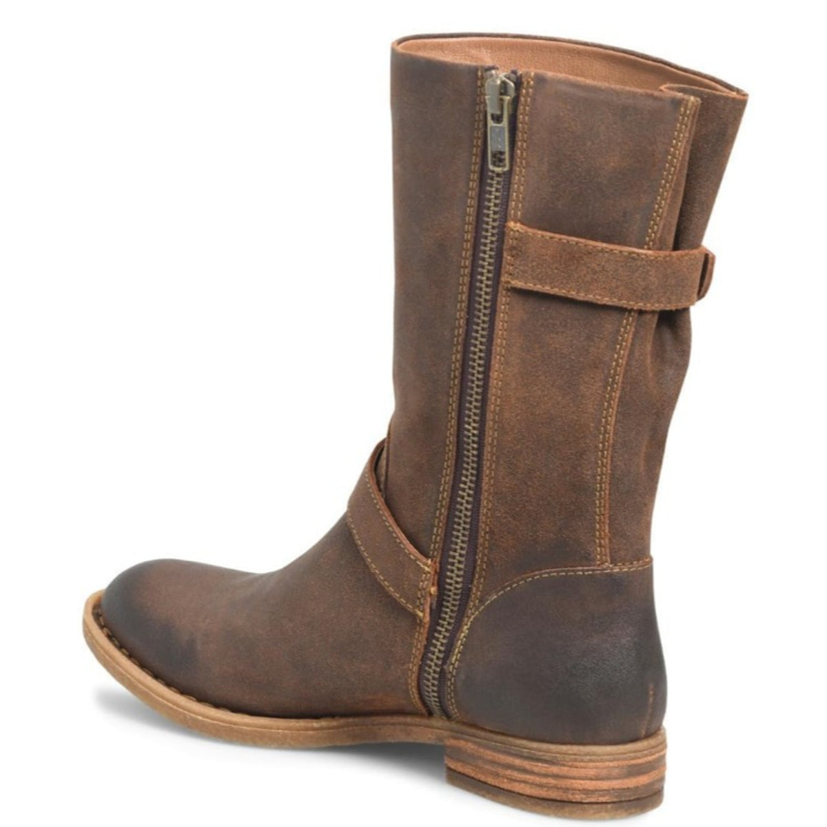 NEW BORN Delano Mid Calf Distressed Suede Women's Boot Rugged Brown 6.5