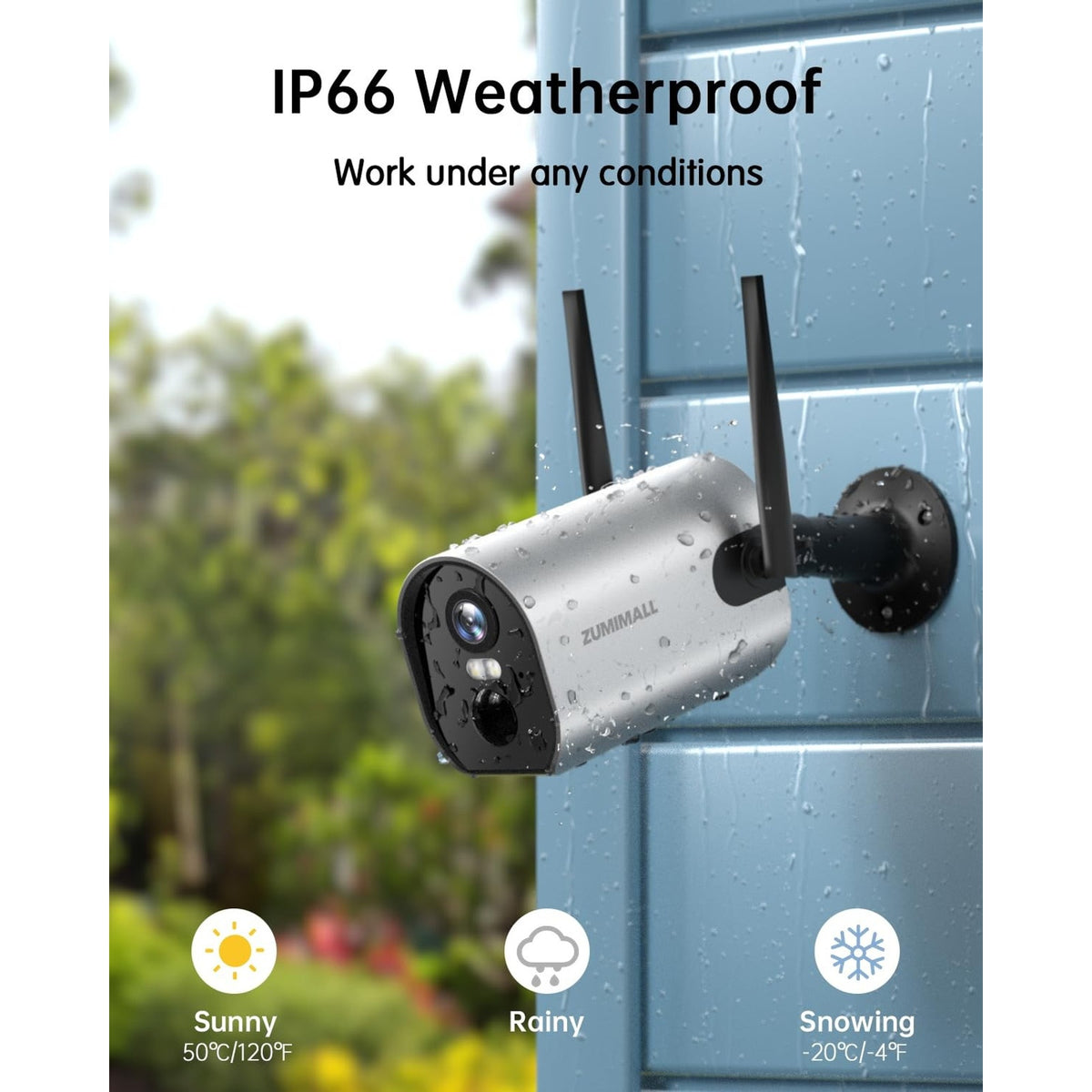 ZUMIMALL 2K Battery Powered WiFi Outdoor Security Cameras 2-Pack App Night Visio