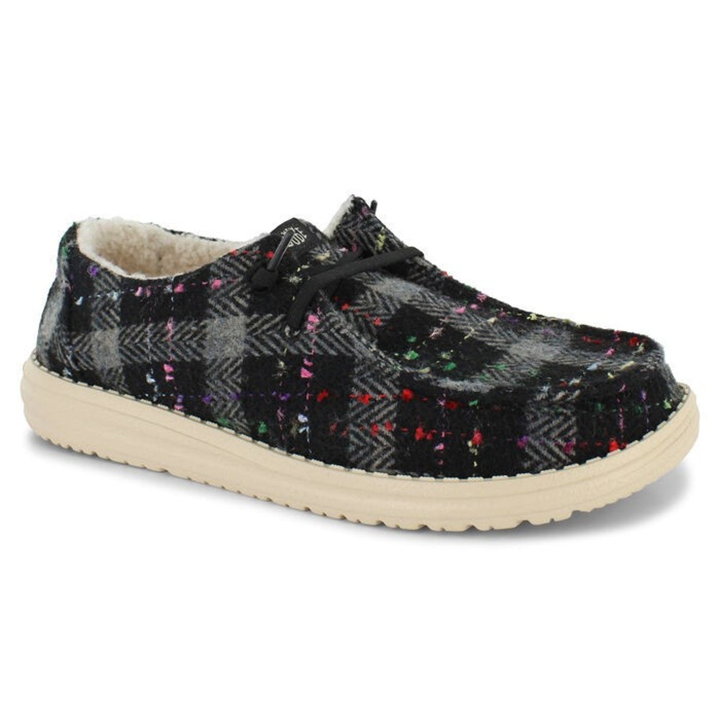 HEYDUDE Wendy Confetti Plaid Women's Shoes Cozy Black/Multi Size 10