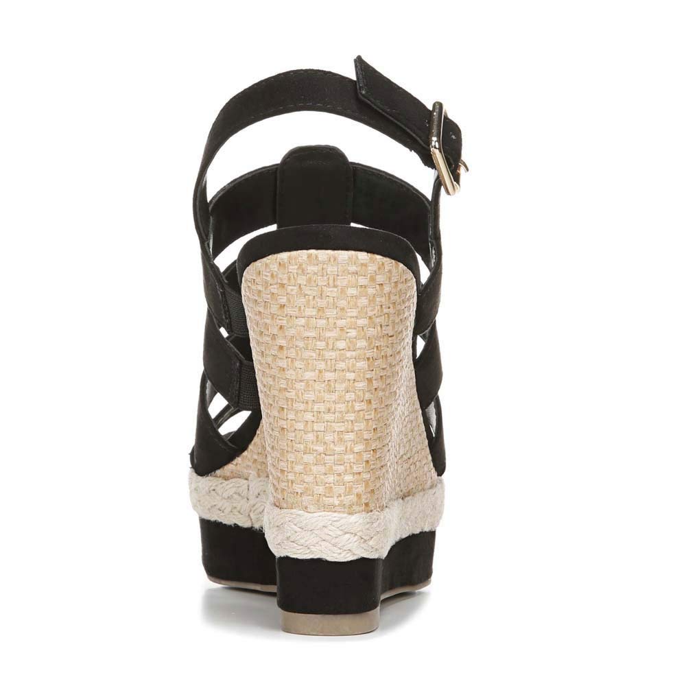 Fergalicious Violet Women’s Black Wedge Sandals Suede Size 8 M