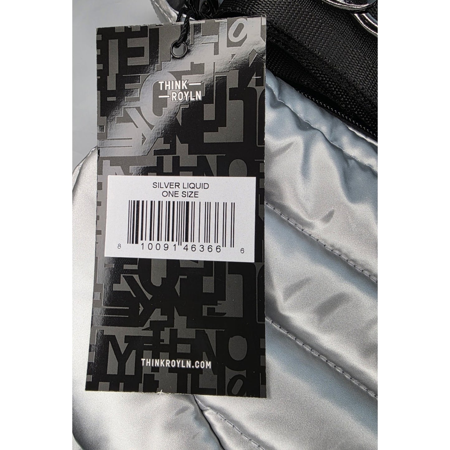 THINK ROYLN Rolyn Tiny Dancer Small Silver Liquid Bag W/ Black Hardware NWT