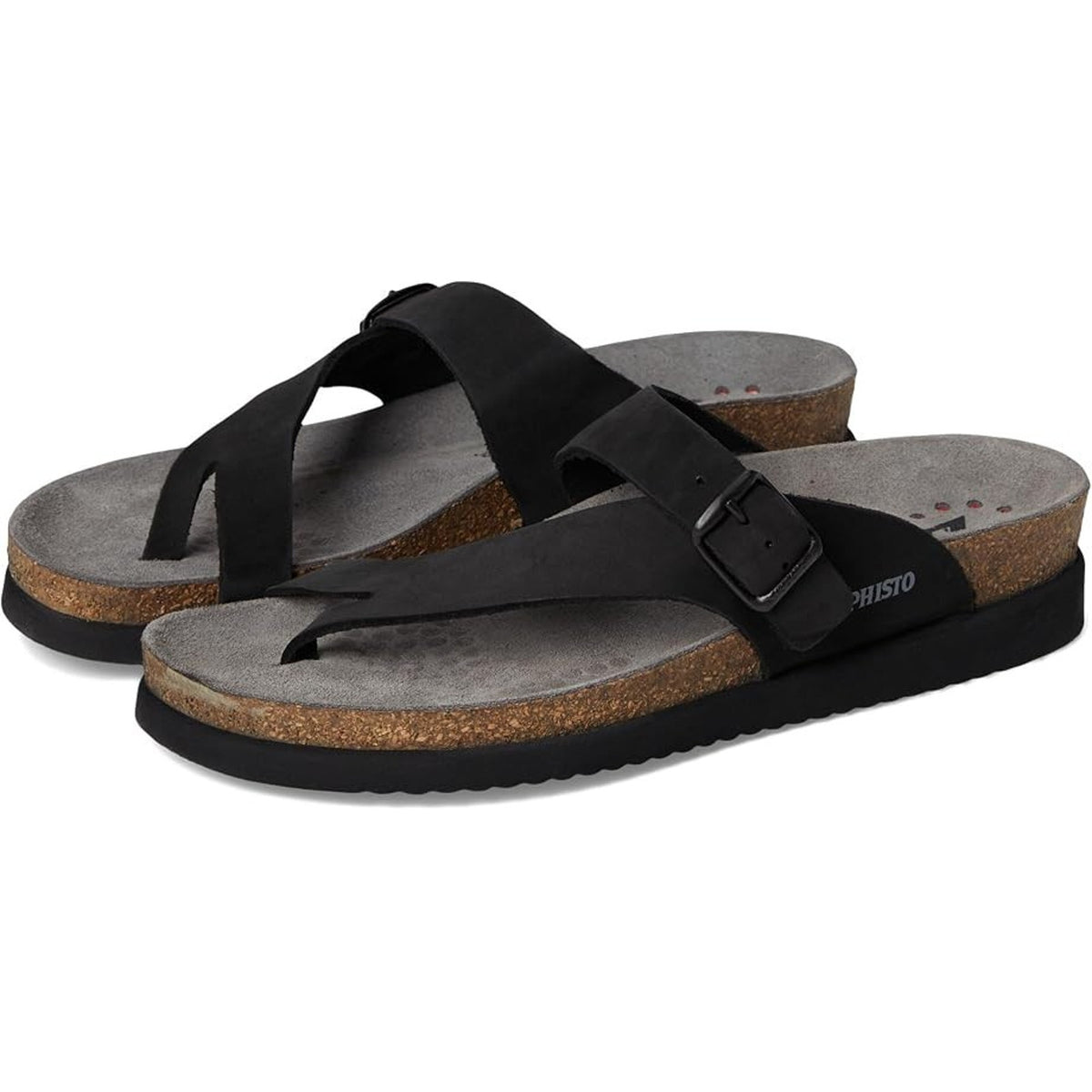 Mephisto Helen Womens Thong Sandals Metallic Black Nubuck 9 M EU 39