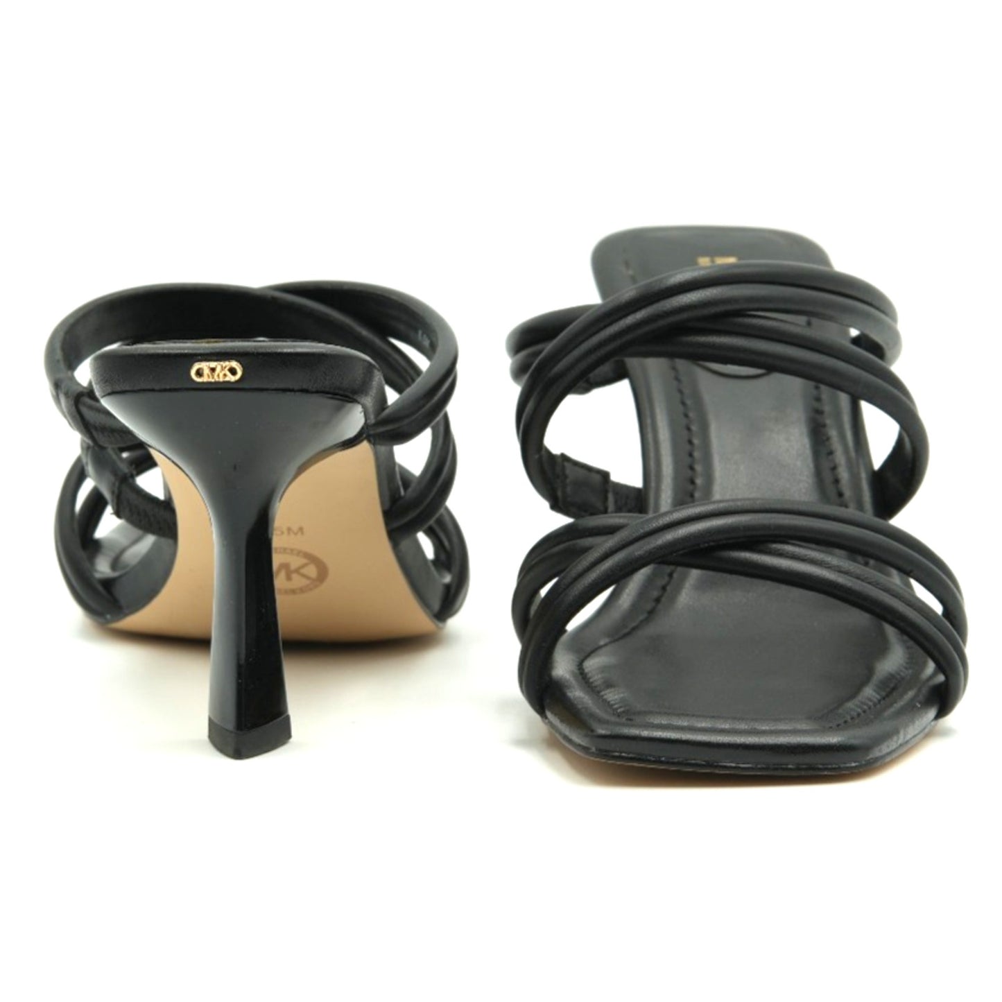 Michael Kors Women's Corrine Slip-On Crisscross Dress Sandals Black Leather 8.5