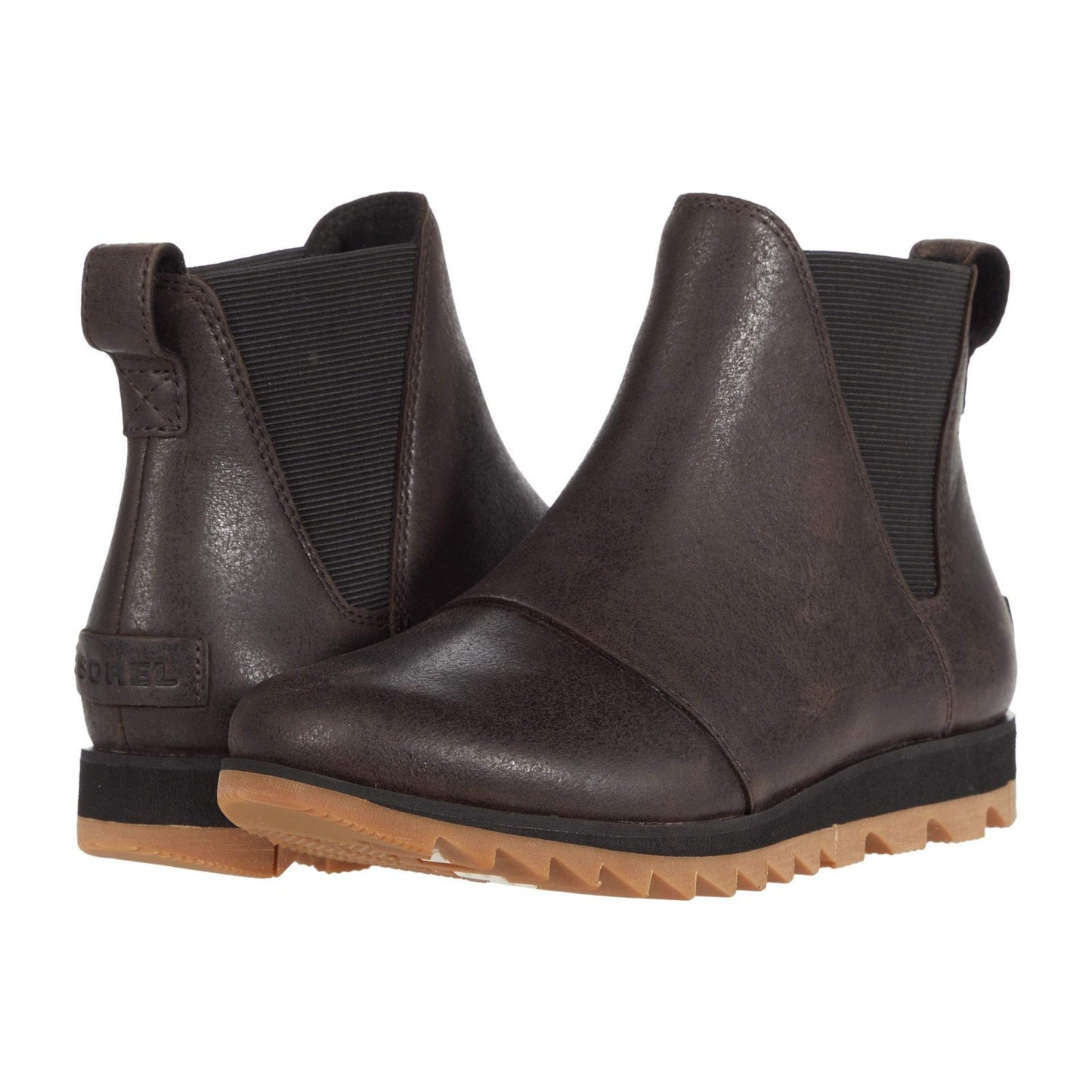 Sorel Harlow Chelsea Ankle Boots Womens 9.5 M Blackend Brown Leather Slip On