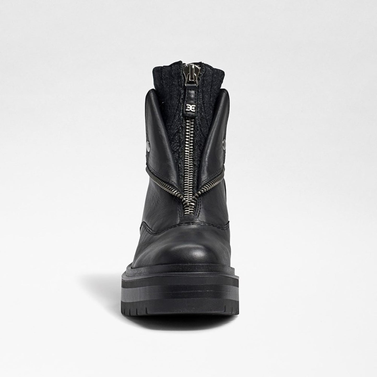 Sam Edelman Womens Linds Ankle Boots Lug Sole Center Zip Black Leather 9.5 M