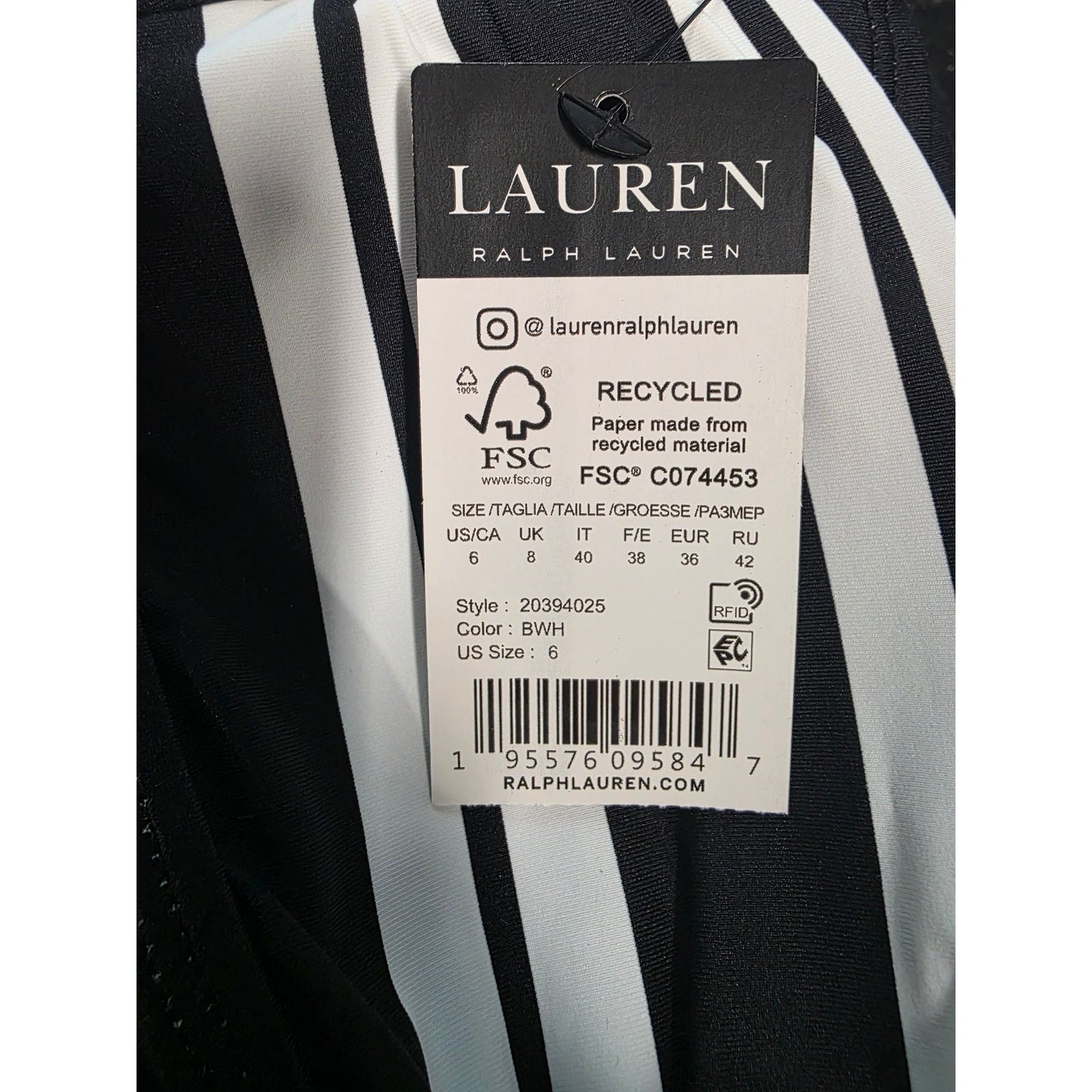 Lauren Ralph Lauren Resort Stripe Bandini Top Black White Size 6