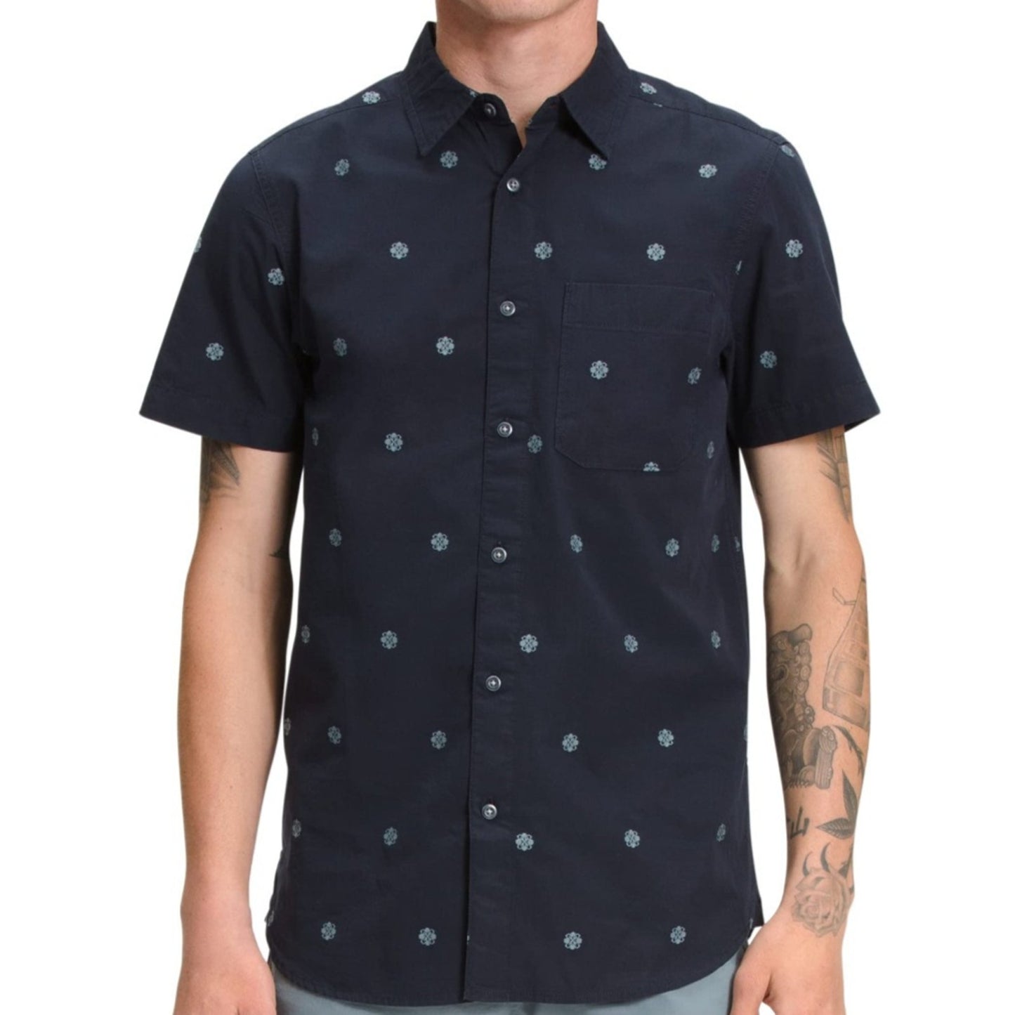 THE NORTH FACE Men's Baytrail Floral Jacquard Button-Down Short-Sleeve Shirt XXL