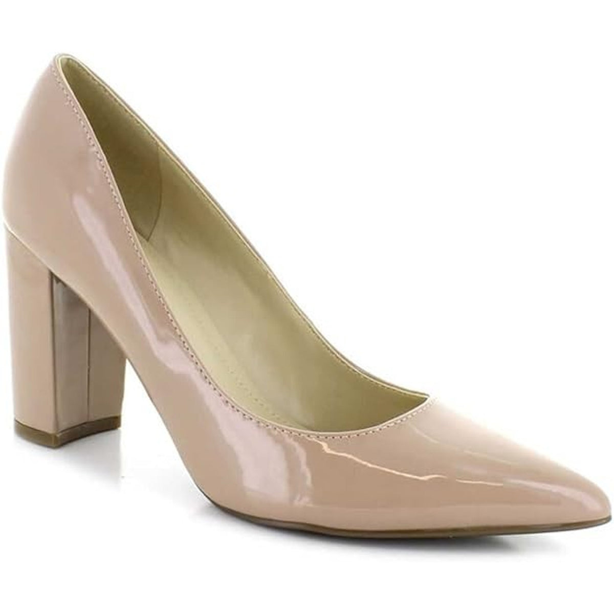 NEW Marc Fisher Size 9.5 M GILDY 3 Pointed Toe Block Heel Pumps Light Natural