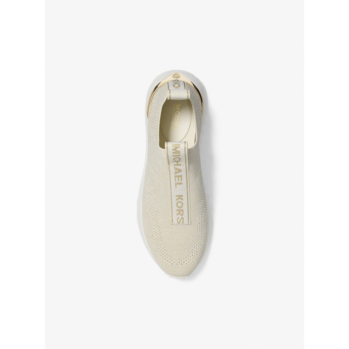 MICHAEL KORS women Bodie Knit Slip-On Sneaker stretched fabric Pale Gold 9 M Michael Kors