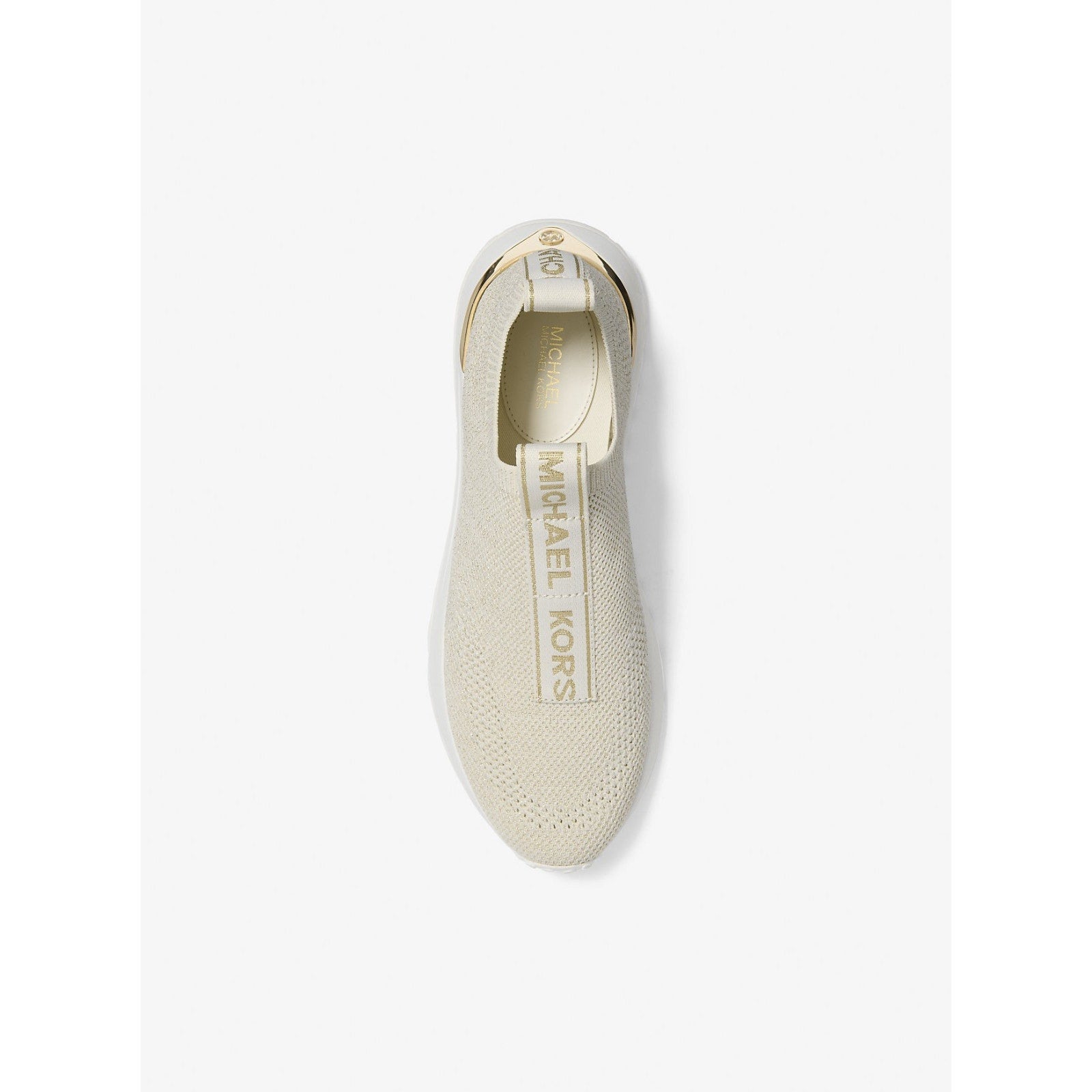 MICHAEL KORS women Bodie Knit Slip-On Sneaker stretched fabric Pale Gold 9 M Michael Kors