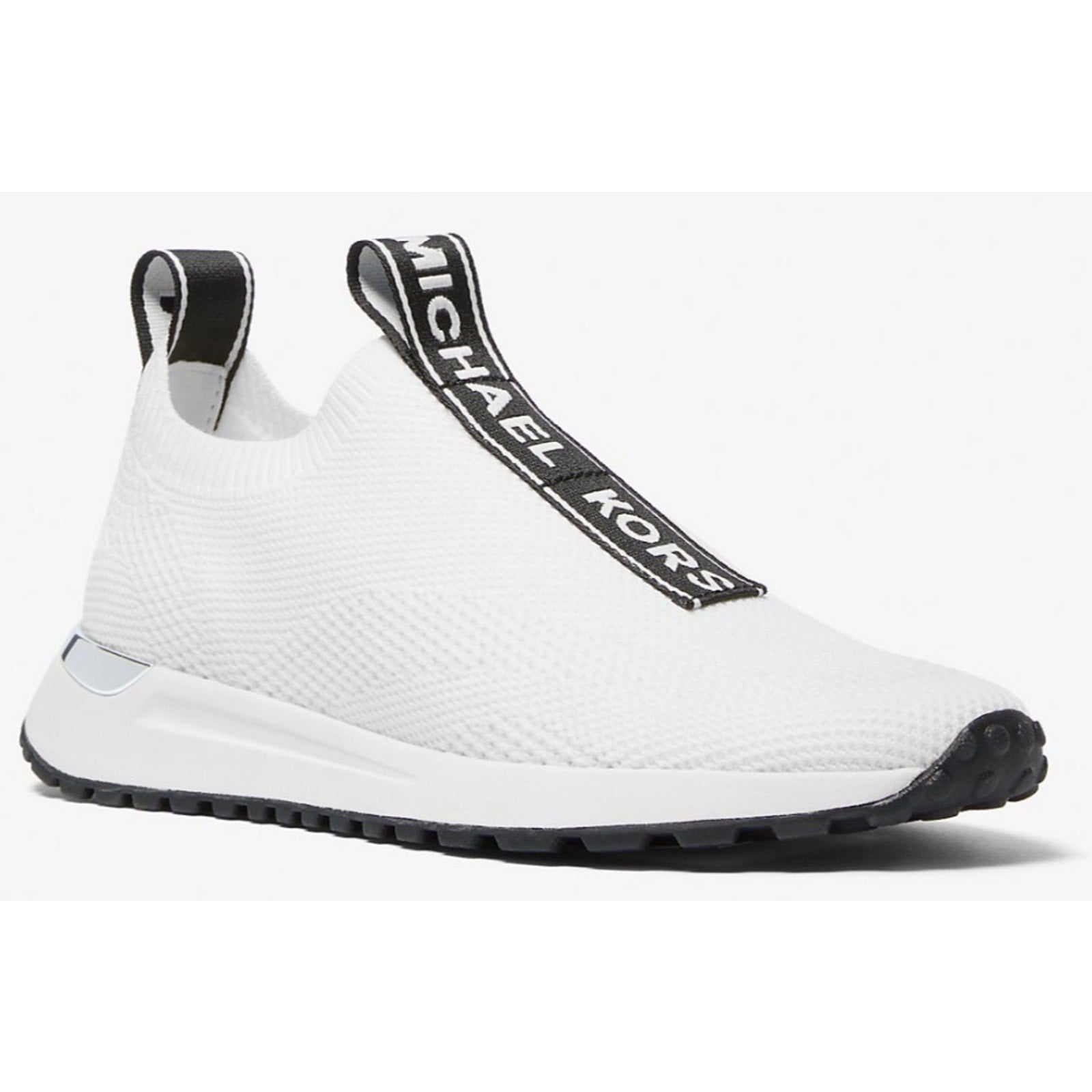 MICHAEL KORS women Bodie Knit Slip-On Sneaker stretched fabric White Size 8.5 M Michael Kors