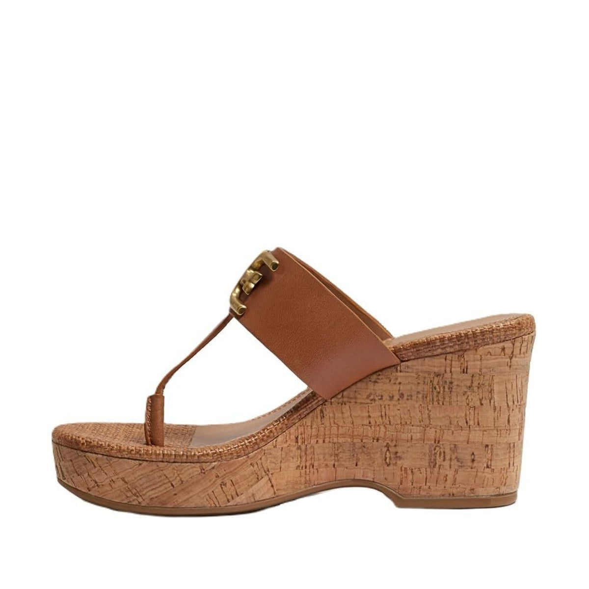 Sam Edelman Yardlie Cuoio Wedge Heel Strap Slip On Sandal Brown Leather 9.5