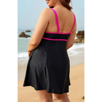 Love My Curves Women's One Piece Black Pink Dress Swimwear Size 16