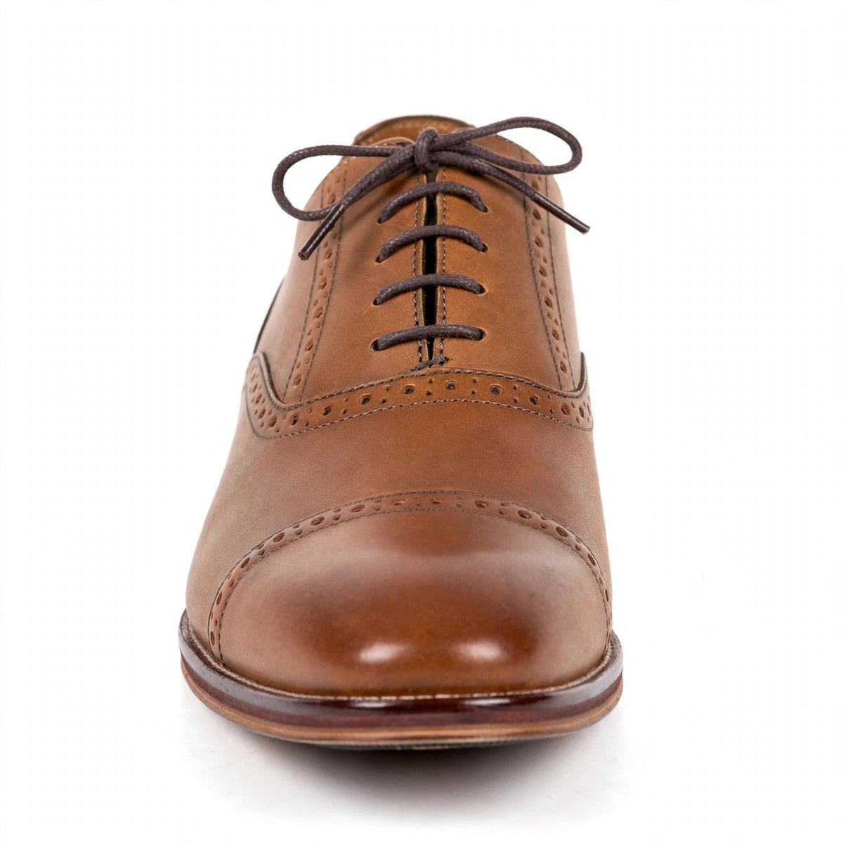 Johnston & Murphy Tabor Quarter Brogue Tan Leather Oxford Dress Shoes 11W