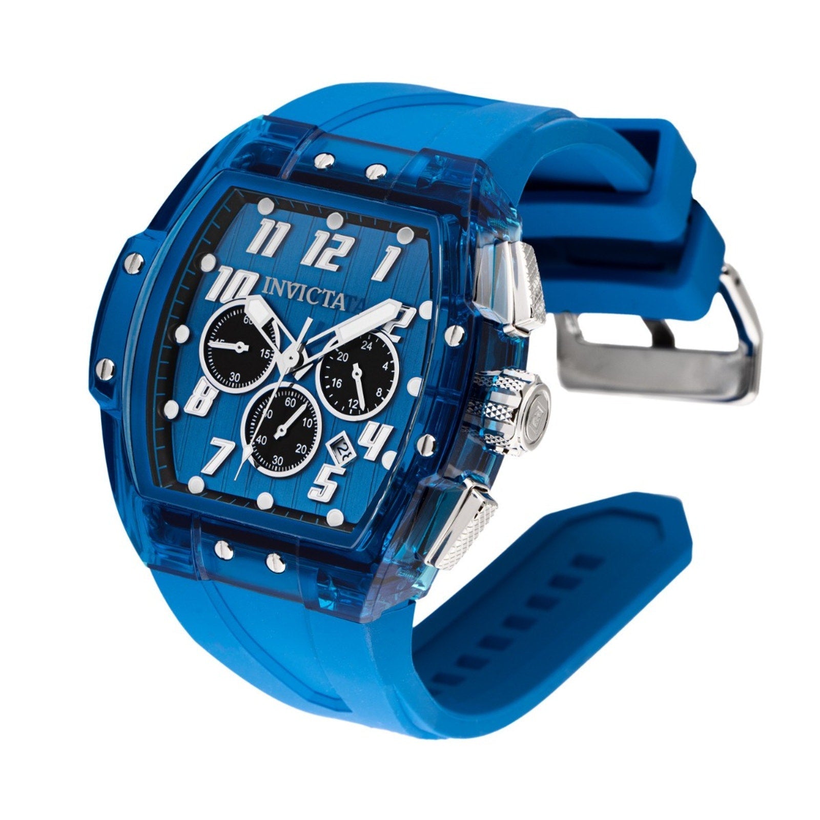 Invicta Men Watch S1 Rally Anatomic 47mm Quartz Chronograph Blue Silicone Strap Invicta