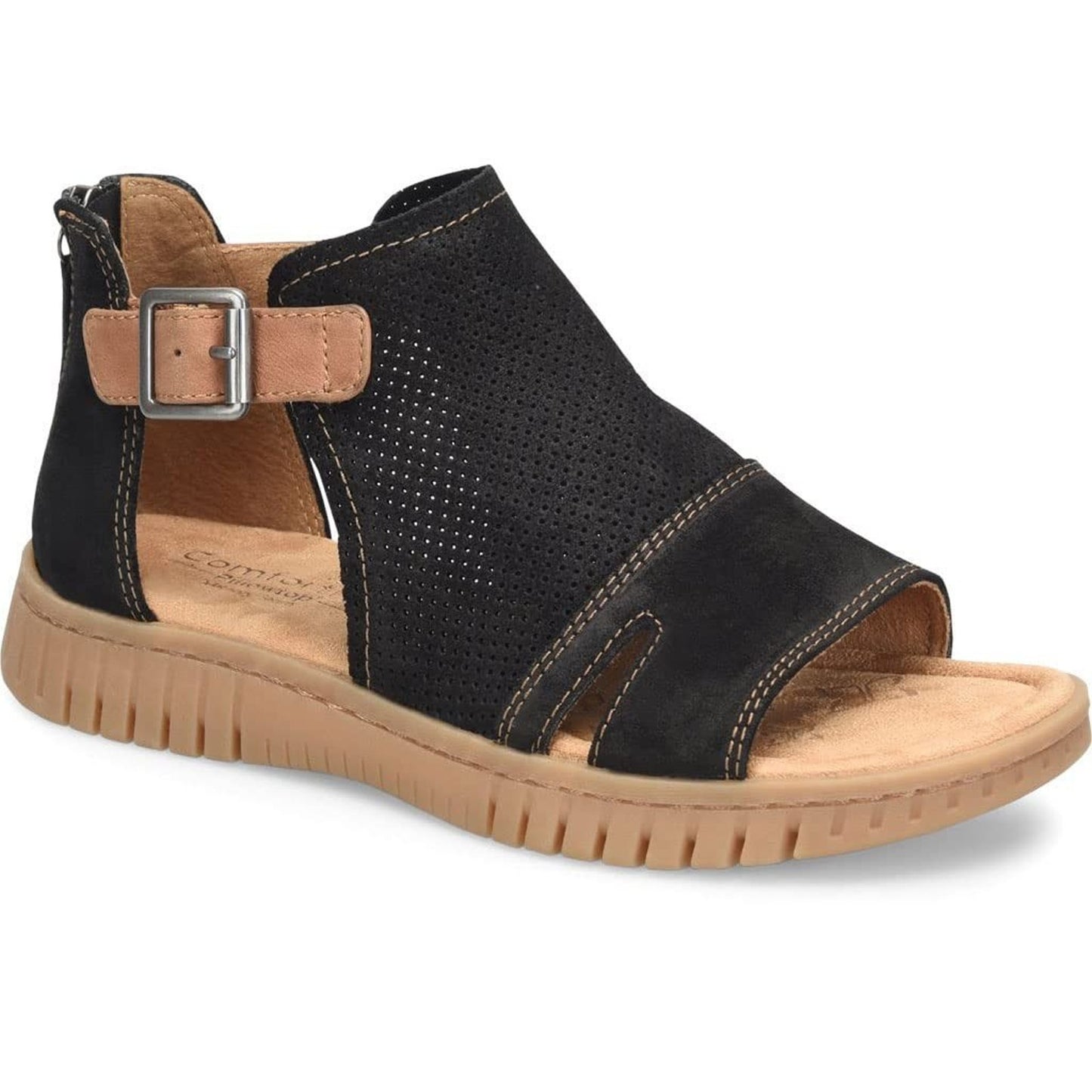 Comfortiva Cerstin Women's comfort Low heel casual sandal Black Suede Size 9.5 M