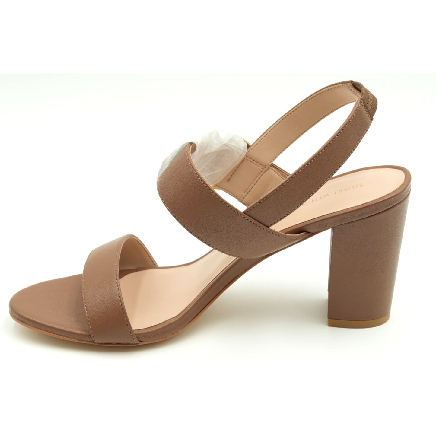 Stuart Weitzman Women's Sandal Pearlring Block 75 leather Camel size 9.5