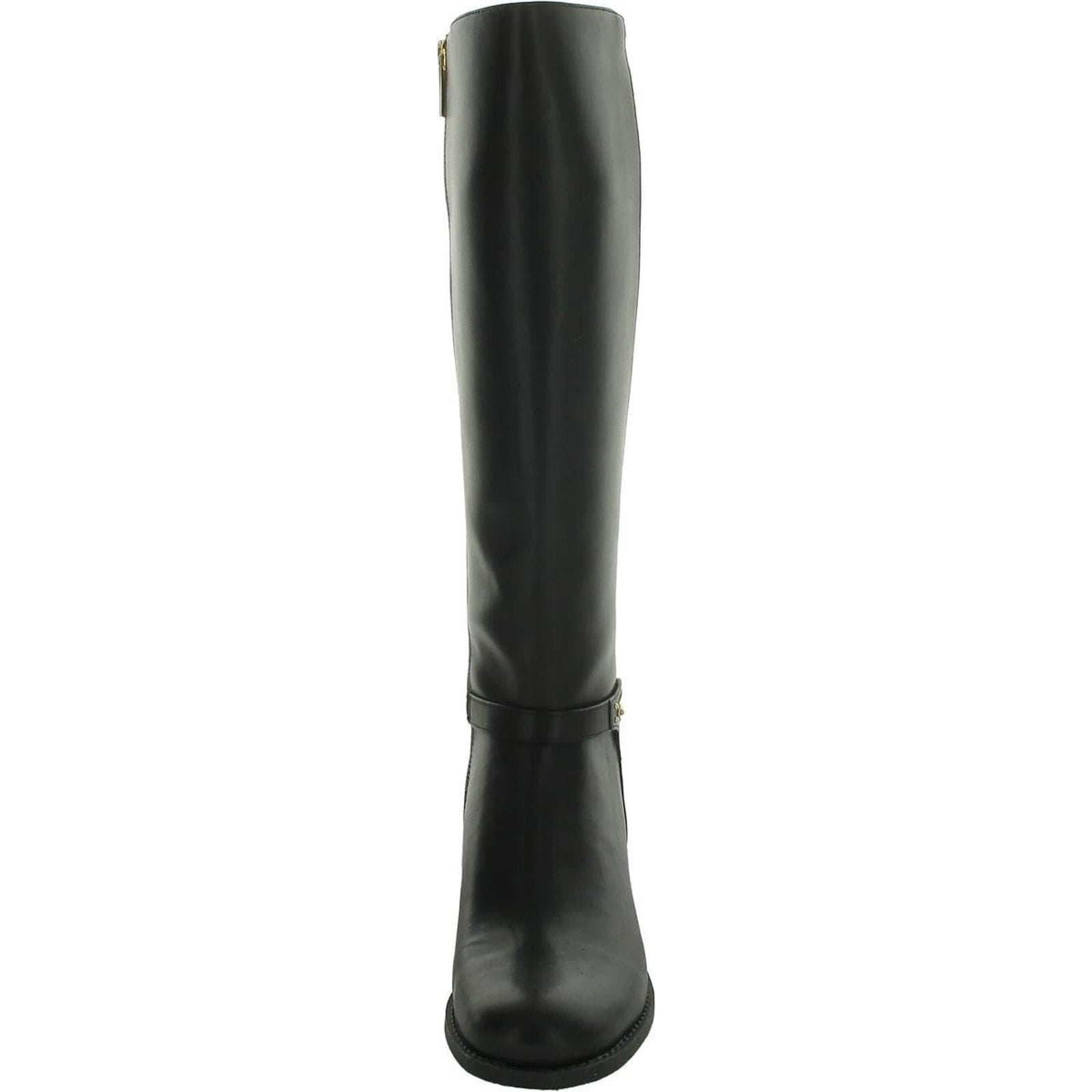 Michael Kors Women's Finley Leather and Logo Riding Boot Black Size 8.5 Michael Kors