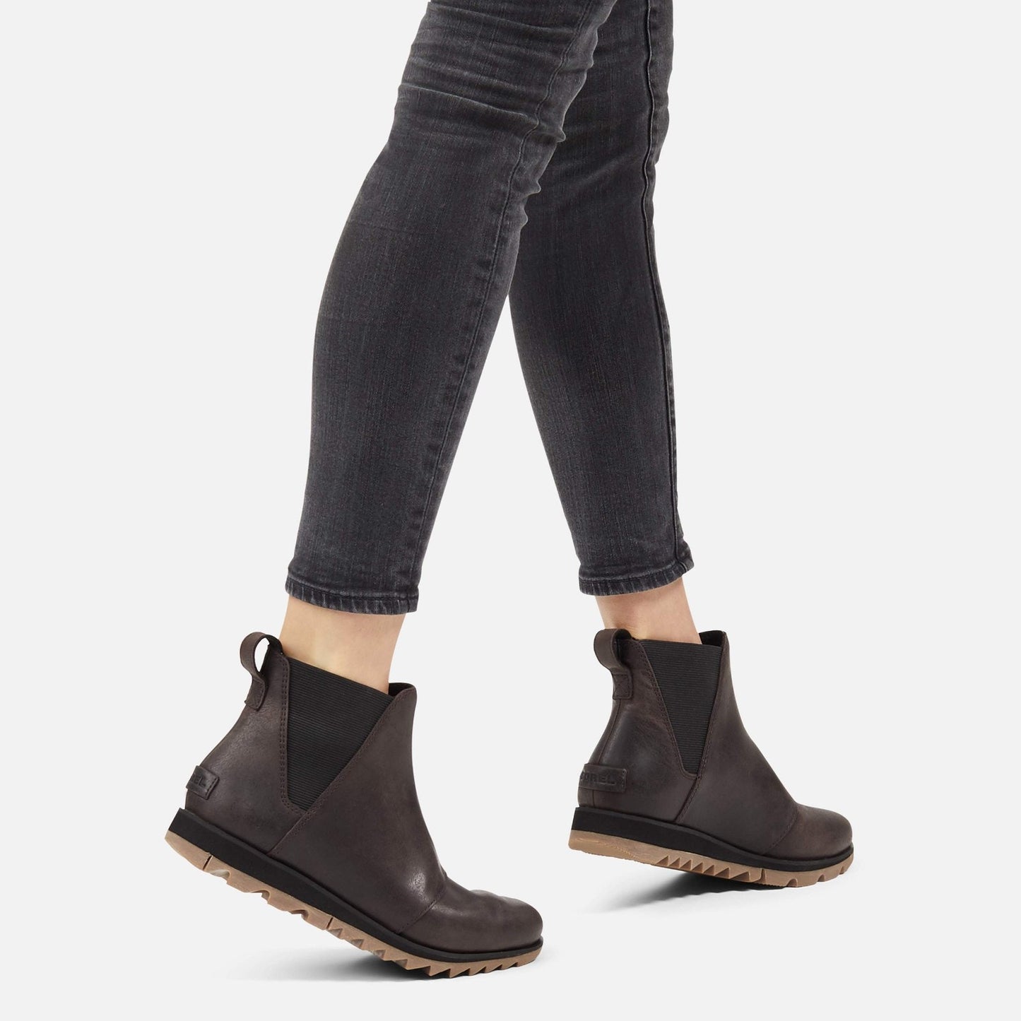Sorel Harlow Chelsea Ankle Boots Womens 9.5 M Blackend Brown Leather Slip On