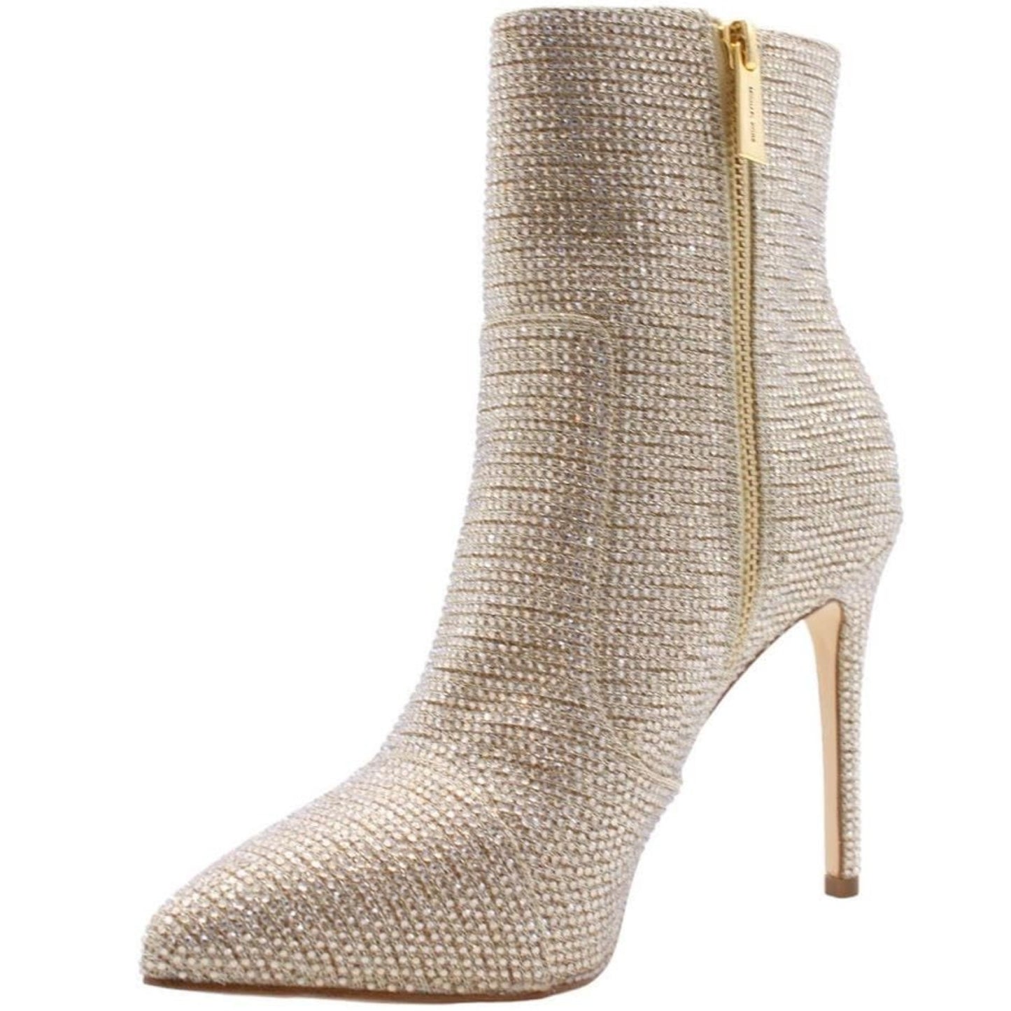 New Michael kors Pale Gold Rue Rhinestone Embellished Side Zip boot size 8.5 M