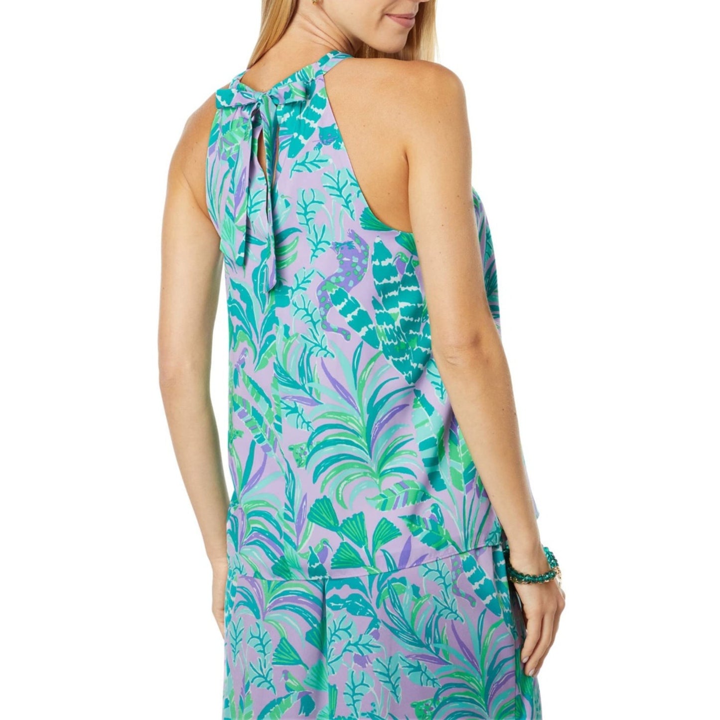 Lilly Pulitzer Women Rori Halter Neck Top Purple Iris Work Party Size X-Large