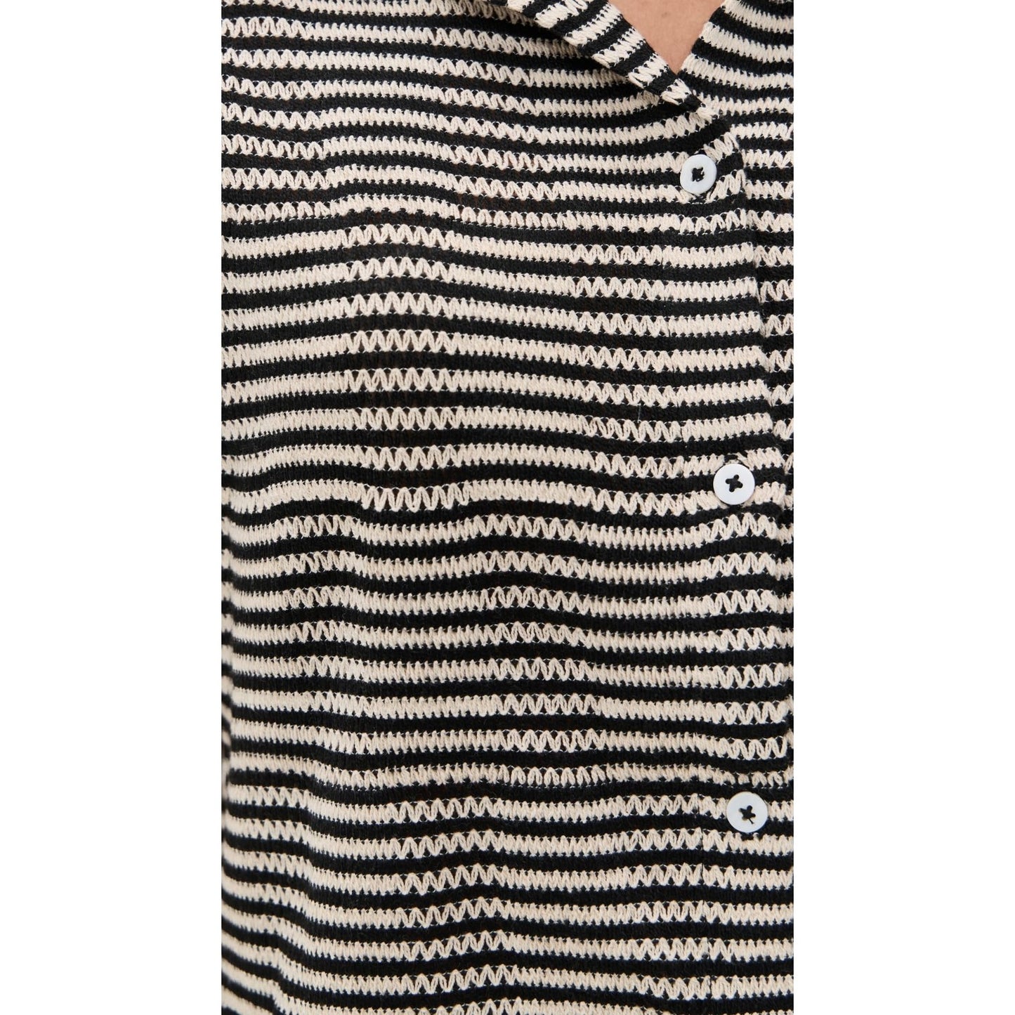 Z SUPPLY Women's Monaco Crochet 2 Pieces Top & Short Black White Striped Medium