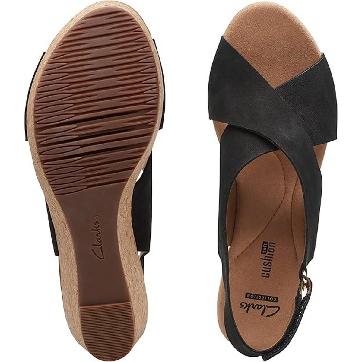 Clarks Annadel Eirwyn Women's Wedge Sandal Black Nubuck 8.5