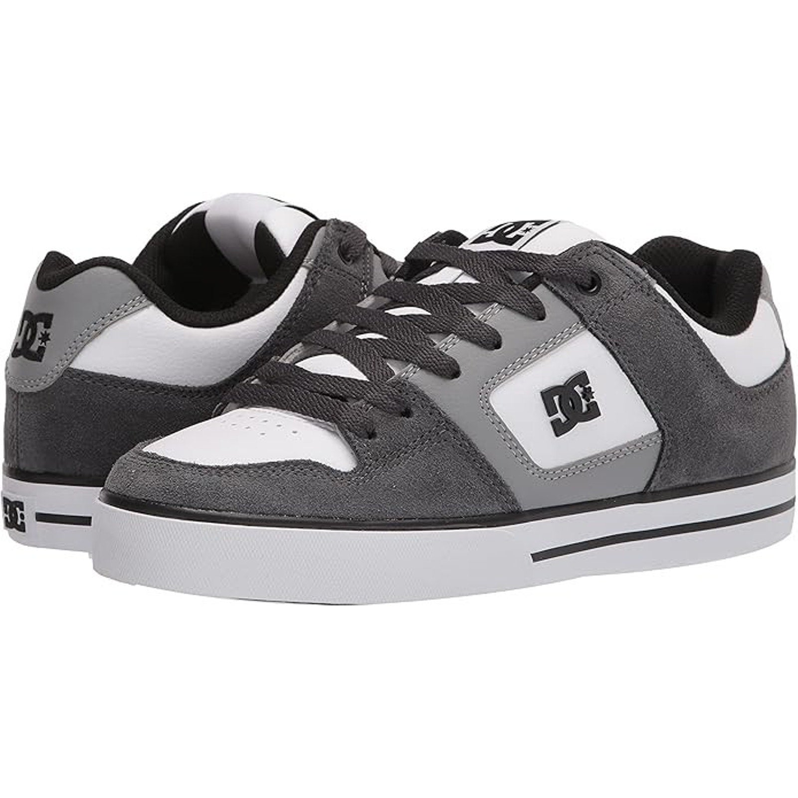 DC Men's Pure Casual Low Top Skate Shoe, Grey/Grey/White, 12.5 M DC