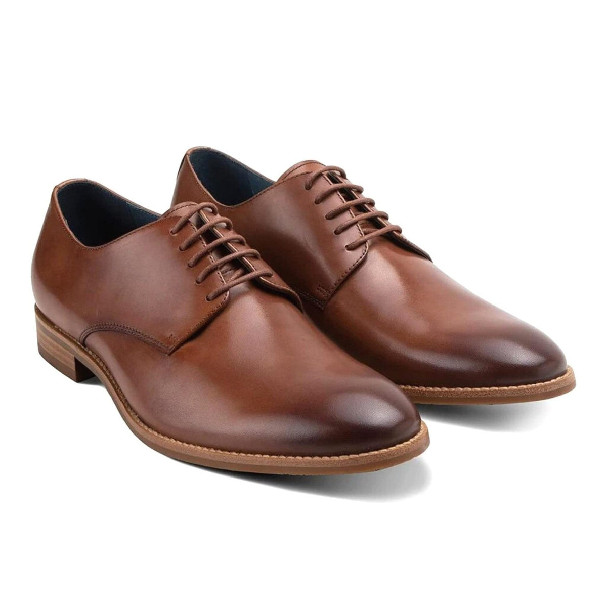 Blake McKay Damon Oxford Brown Leather Almond Plain Toe Lace Up Shoes Size 12