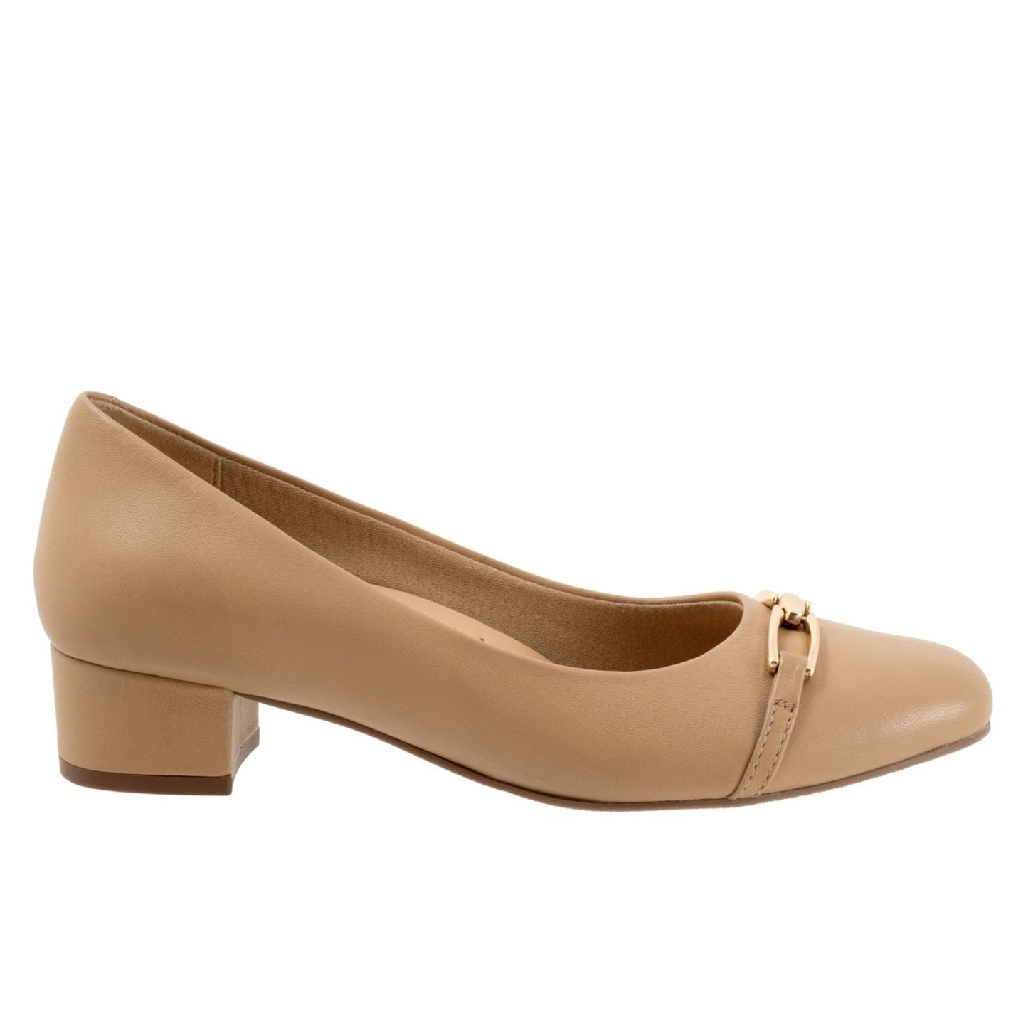 Trotters Dakota Womens Nude Leather Slip On Pumps Heels Shoes Size 8.5 Wide