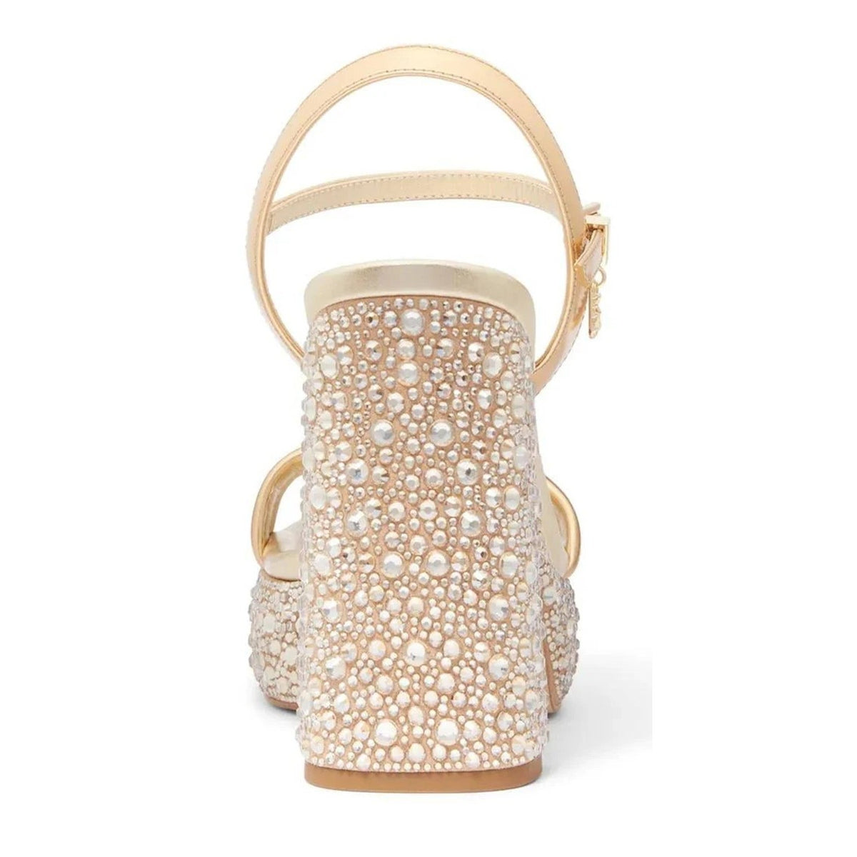 Michael Kors Laci Embellished Metallic Leather Platform Sandal Pale Gold Size 8