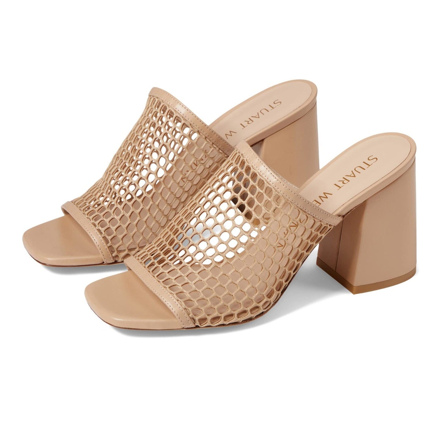 Stuart Weitzman Cayman 35 Block Slide Sandals Women’s Size 9 M Natural/Adobe