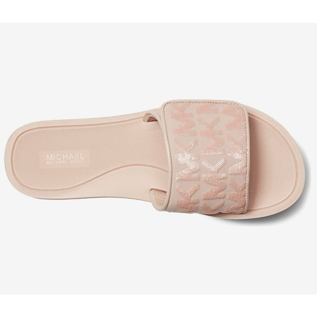 Michael Kors Signature Slides Flat Wedges Sandals Dusty Rose Soft Pink Size 9