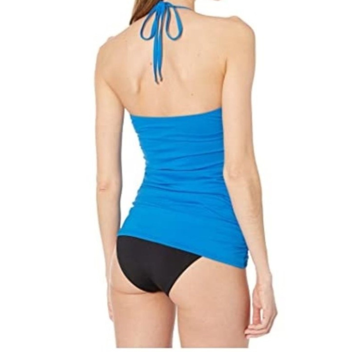 Michael Kors Womens Solid Logo Chain Tankini Twist Top Blue Size X-Small