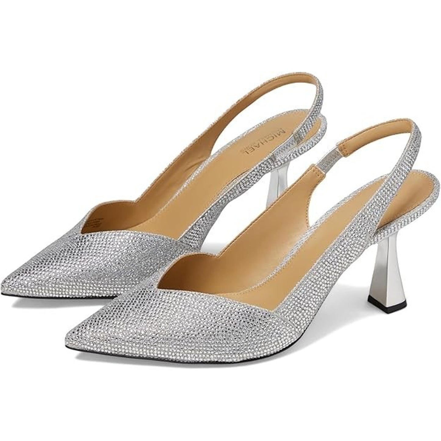 Michael Kors Women's Chelsea Sling Heels Glitter Chain Mesh/stain Size 8.5 M