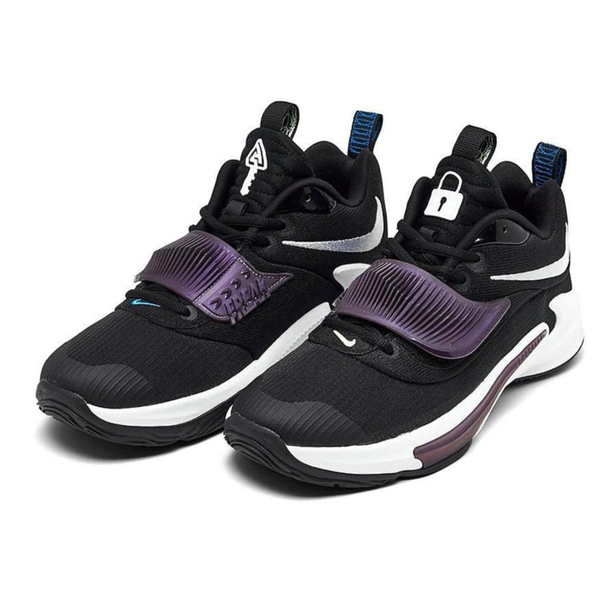 Nike Zoom Freak 3 Running Shoes Grade-School 5Y Black White Black Basketball